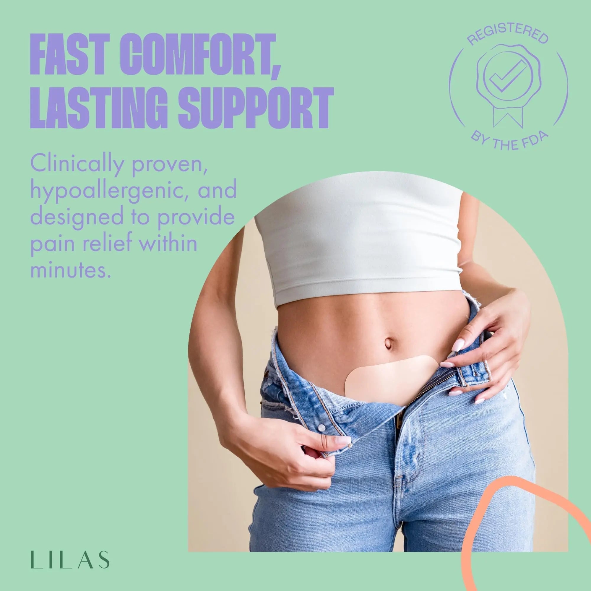 LILAS Period Cramps Pain Relief Patch, 5 Pack | Instant Relief for Menstrual Cramp, PMS, Endometriosis & PCOS | 12-Hour Comfort | Natural & Vegan Topical Patches | Trusted Formula & Upgraded Design LILASAu supplements
