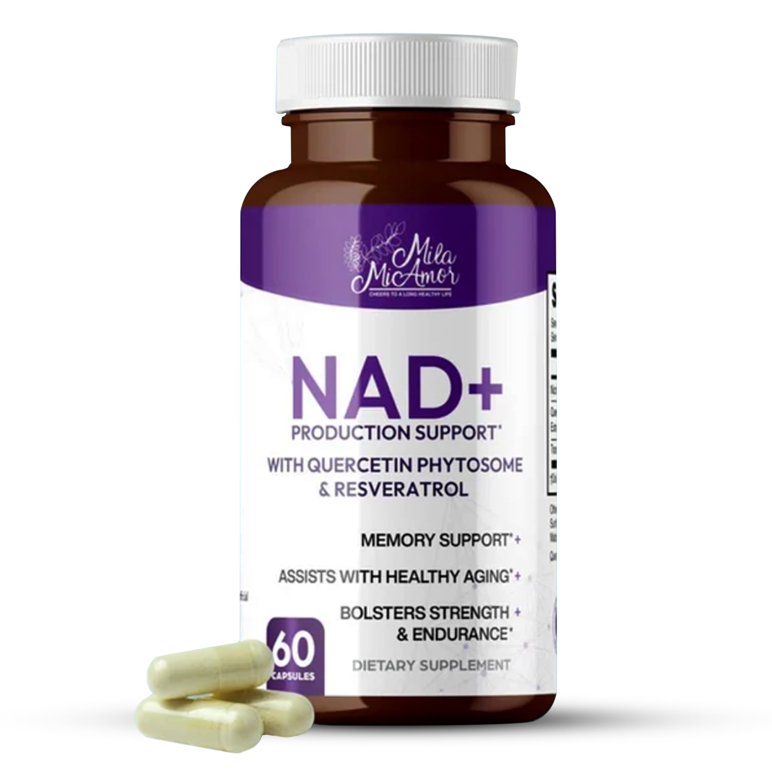 Mila Miamor NAD+ for Cellular Energy & Anti-Aging Supplement| Boost Focus, Vitality & Mitochondrial Function | Supports DNA Repair, Brain Health & Endurance | Non-GMO, Gluten-Free | 60 Capsules Mila MiamorAu supplements