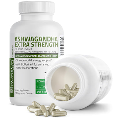 Bronson Ashwagandha Extra Strength 3000 mg Stress & Mood Support with BioPerine BronsonUS supplements