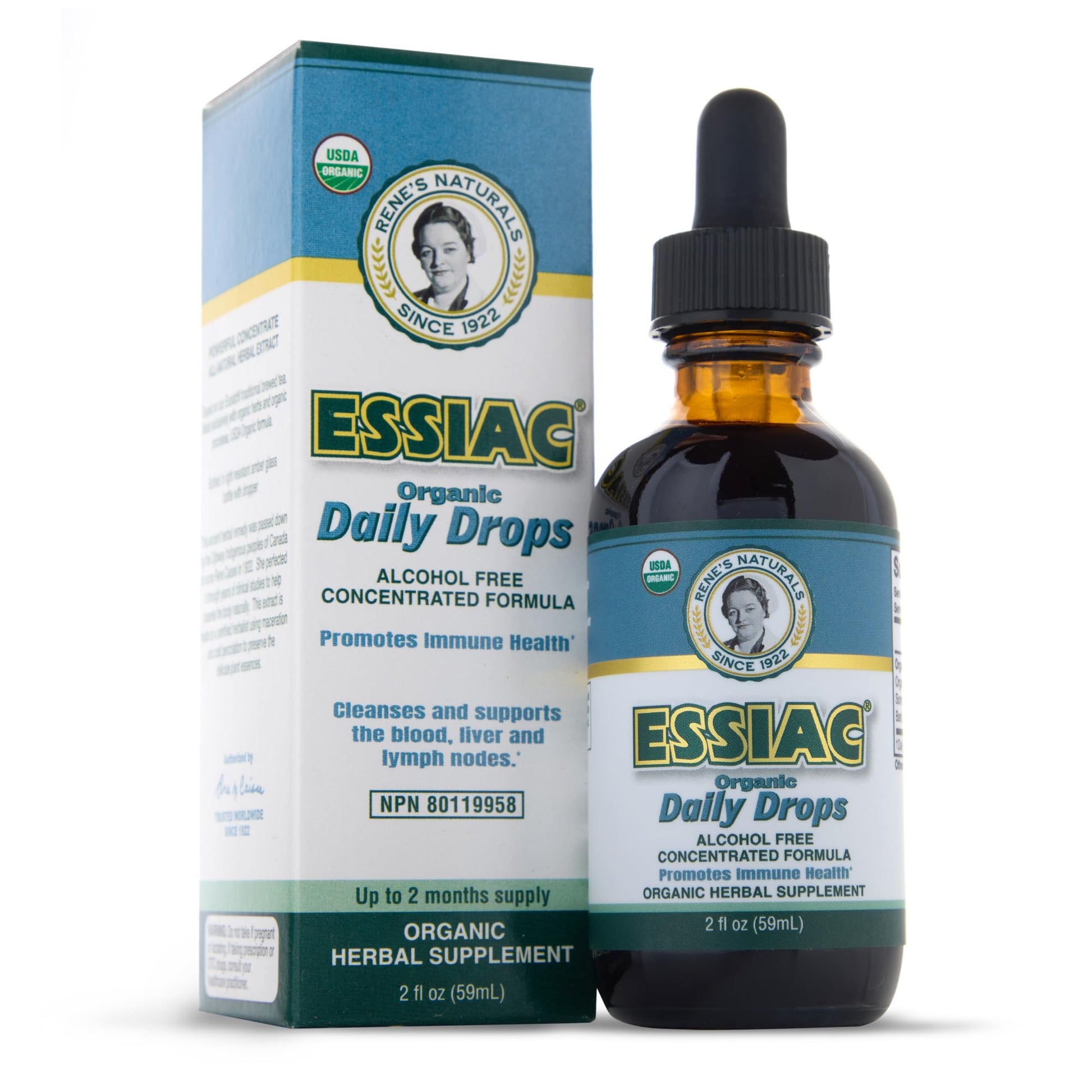 Essiac Original Tea USDA Organic Daily Drops for Enhanced Lymphatic Drainage and Immune Support | Alcohol Free Concentrated Formula | 2oz (59ml) EssiacAu supplements