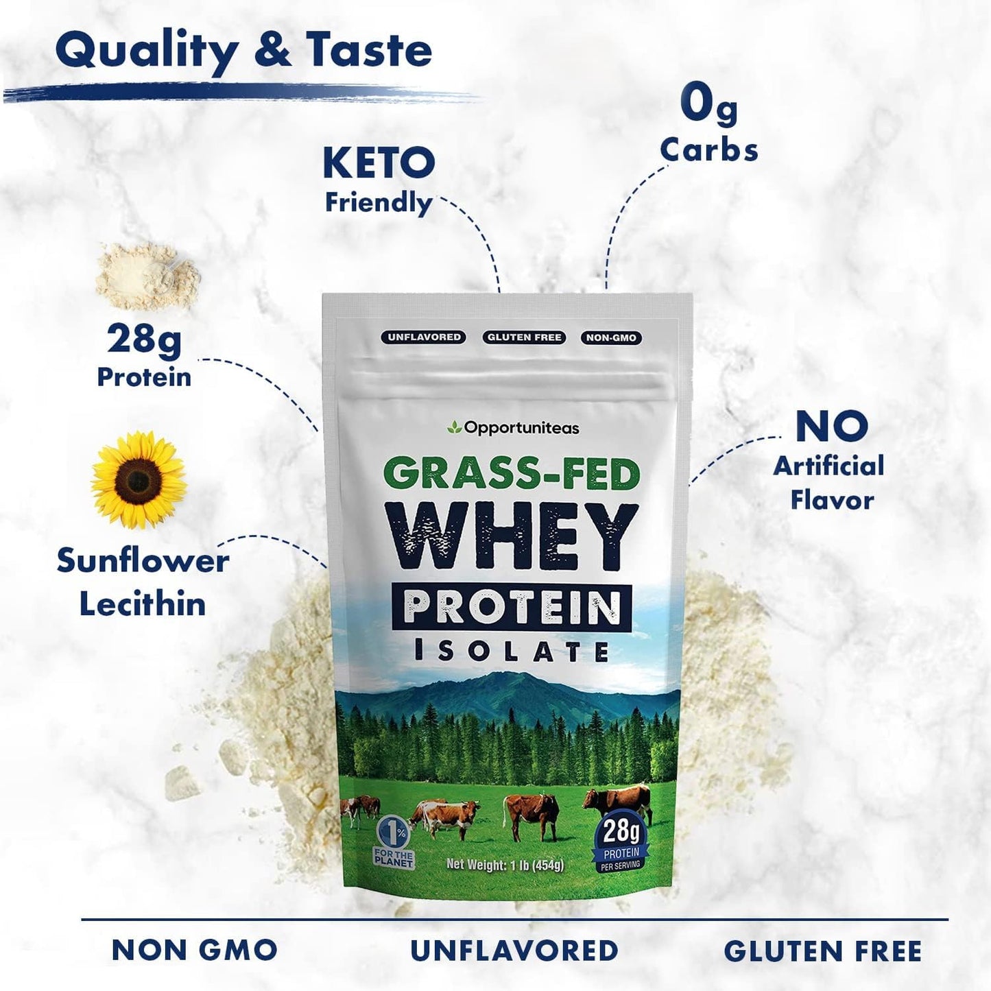 Opportuniteas Grass Fed Whey Protein Isolate Powder - Unflavored Whey Protein Isolate OpportuniteasUS supplements