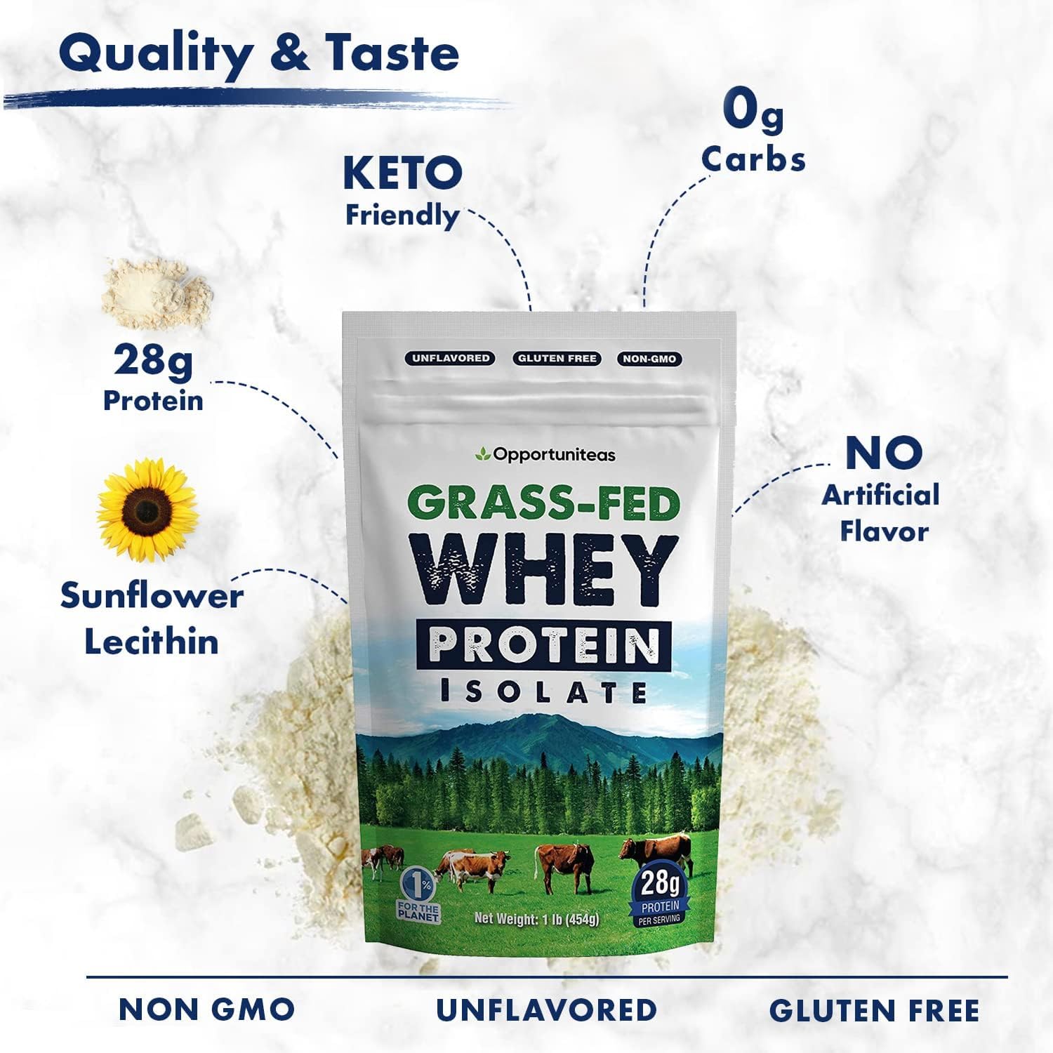 Opportuniteas Grass Fed Whey Protein Isolate Powder - Unflavored Whey Protein Isolate OpportuniteasUS supplements
