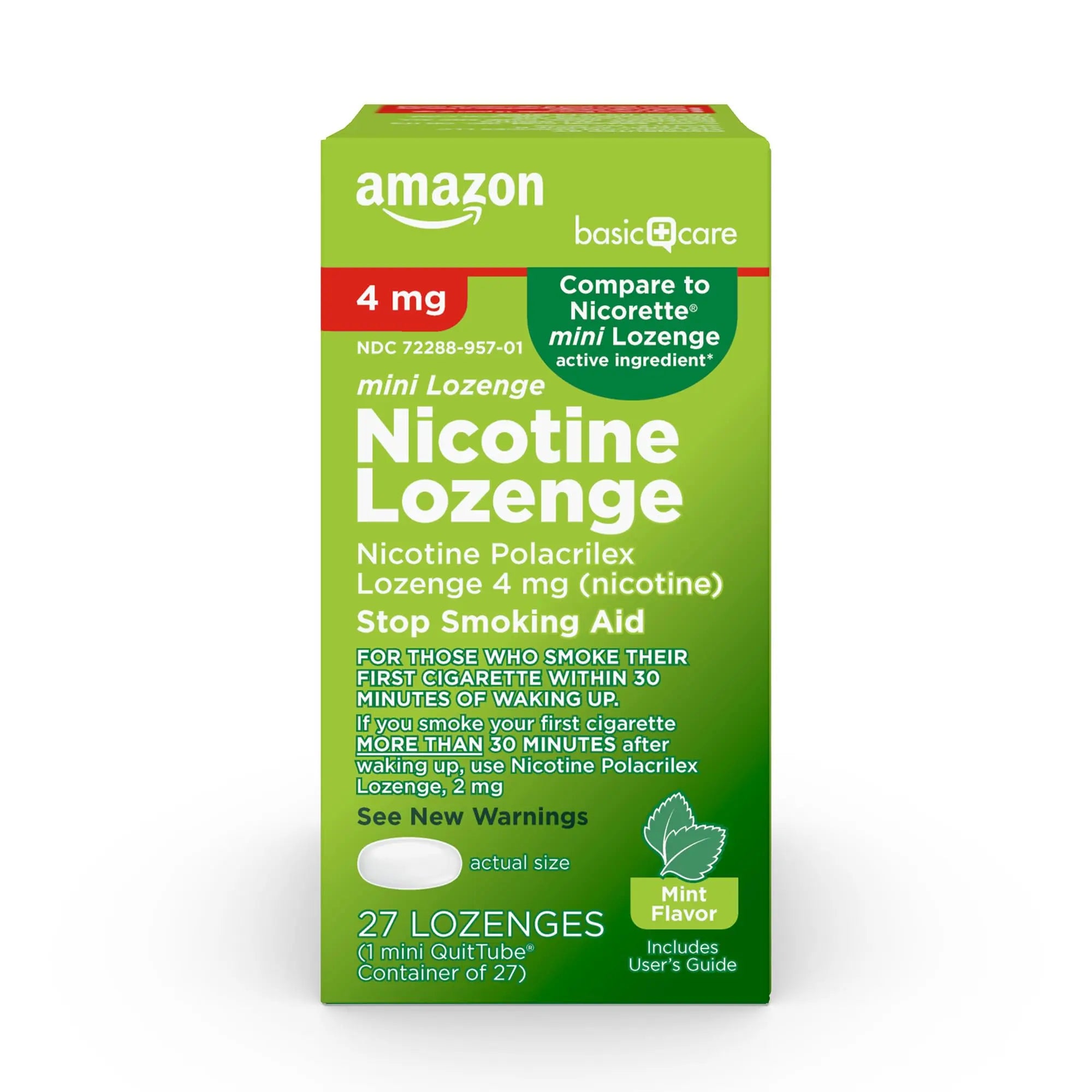 Amazon Basic Care Mini Nicotine Polacrilex Lozenge, 4 mg, Mint Flavor, Stop Smoking Aid, Smoking Cessation, Reduces Nicotine Cravings, 27 Count Amazon Basic CareAu supplements