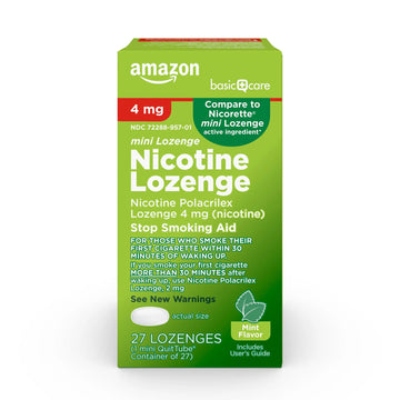 Amazon Basic Care Mini Nicotine Polacrilex Lozenge, 4 mg, Mint Flavor, Stop Smoking Aid, Smoking Cessation, Reduces Nicotine Cravings, 27 Count Amazon Basic CareAu supplements