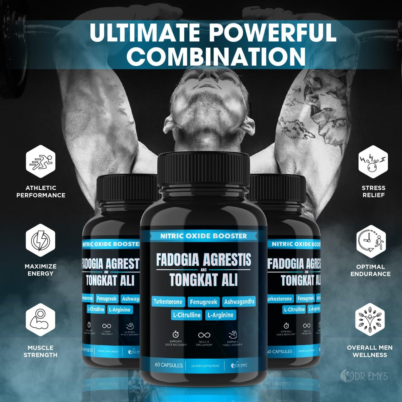 (2 Pack) Tongkat Ali Fadogia Agrestis Nitric Oxide Ashwagandha Supplement for Men Dr. Emy'sAu supplements