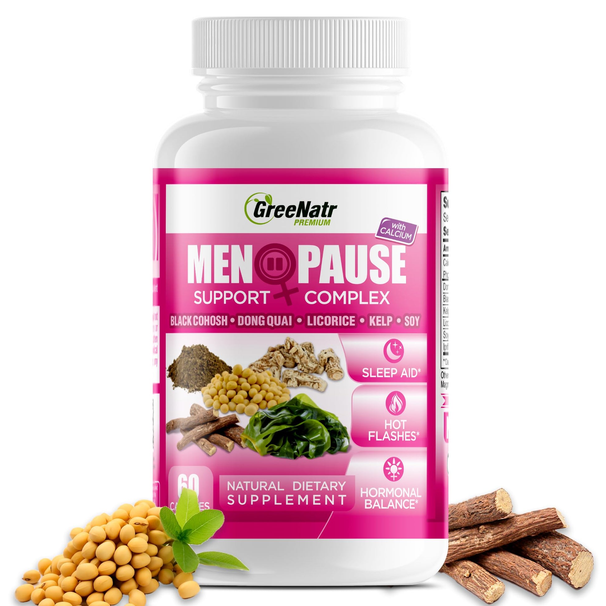 GreeNatr Menopause Supplements for Women - Perimenopause Supplements Women with Dong Quai & Black Cohosh for Menopause Hot Flashes - Menopause Support for Sleep Quality & Hormone Balance - 60 Caps GreeNatrAu supplements