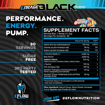 eFlow Nutrition Enrage Black High Stimulant Pre Workout Supplement - Preworkout Powder eFlow NutritionUS supplements