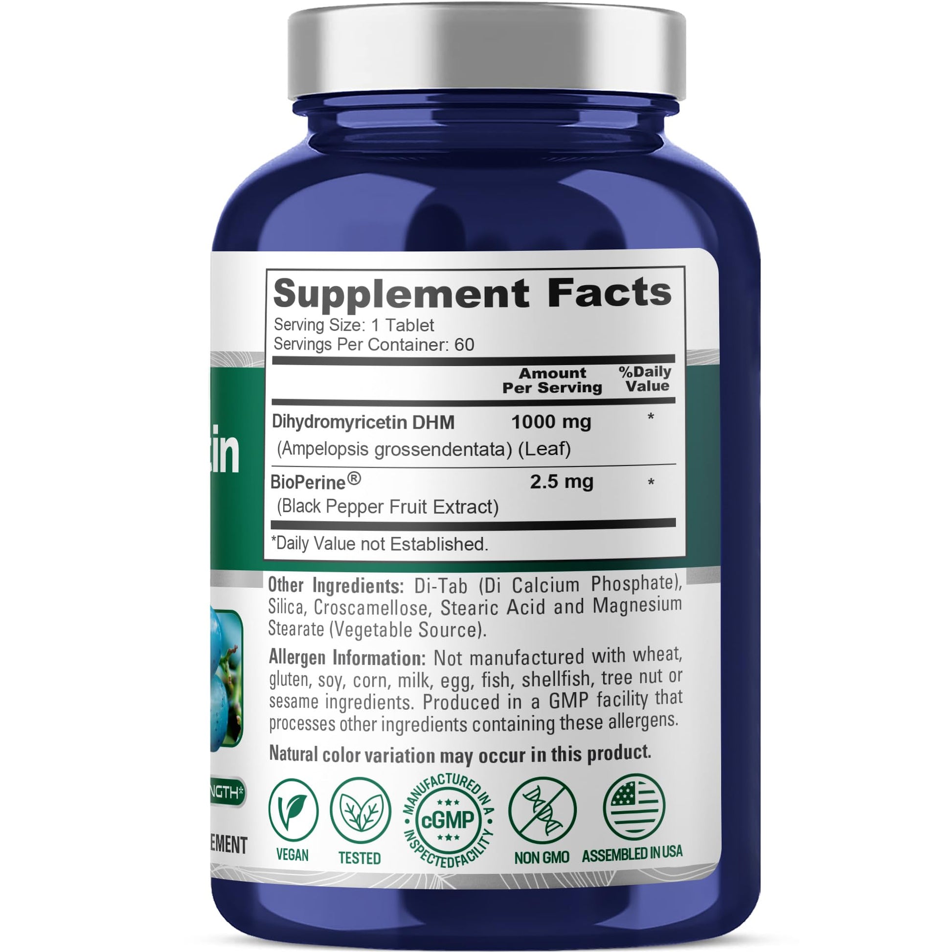 NusaPure Dihydromyricetin (DHM) 1,000mg 60 Veggie Tablets (No GMO & 100% Vegetarian) NusaPureAu supplements
