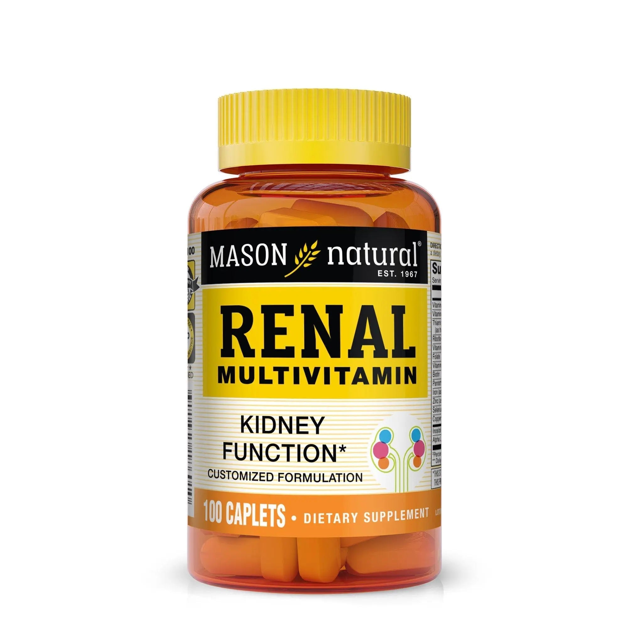 MASON NATURAL Renal Multivitamin, with ALA, Biotin, & B Vitamins for Daily Support,100 Caplets MASON NATURALAu supplements