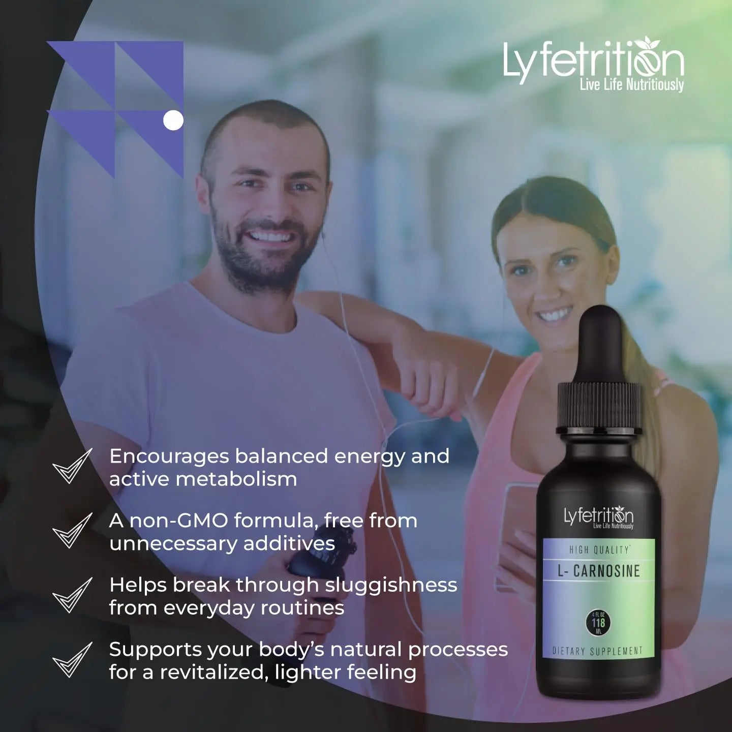 Lyfetrition L-Carnosine Liquid Supplement 118 ml, 4 FL Oz Liquid, 220 Servings, Made in USA, Quick Absorption, Potent Ingredients, Non-GMO LyfetritionAu supplements