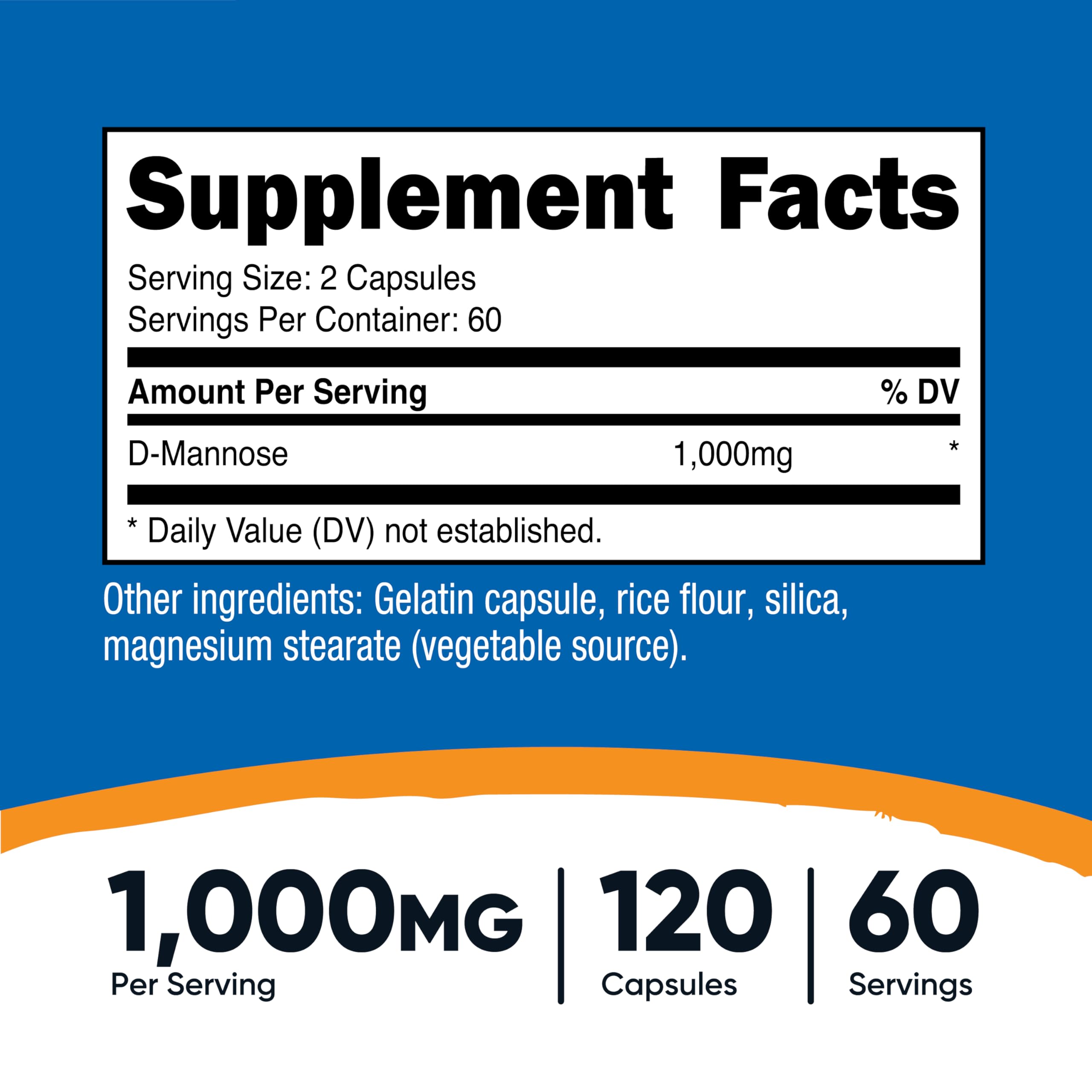 Nutricost D-Mannose 1000mg Per Serving, 120 Capsules - 500mg Per Capsule, Urinary Tract Health, Non-GMO and Gluten Free NutricostAu supplements