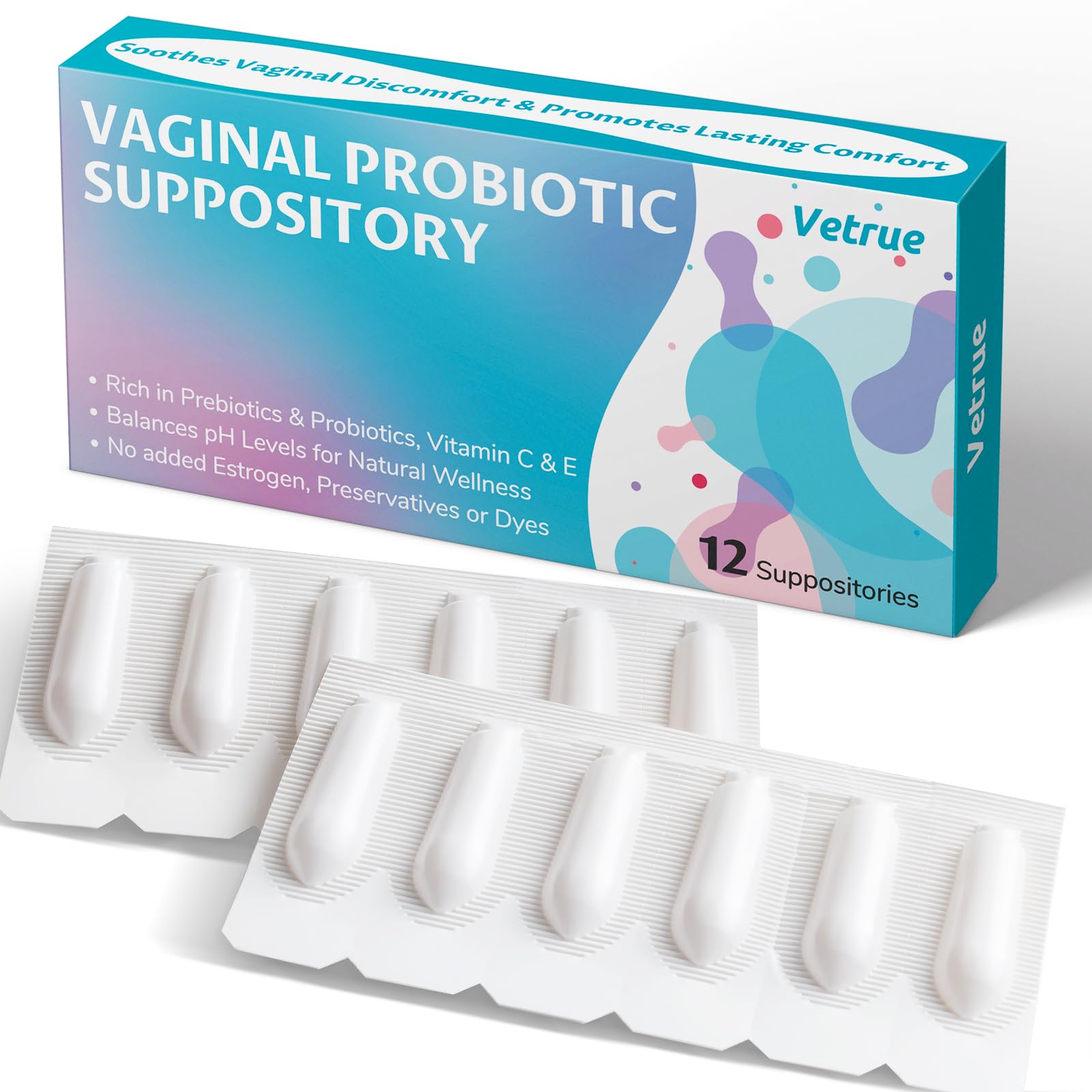 vetrue Vaginal Probiotic Suppository, Feminine Health for Comfort, pH Balance, Odor Control vetrueAu supplements
