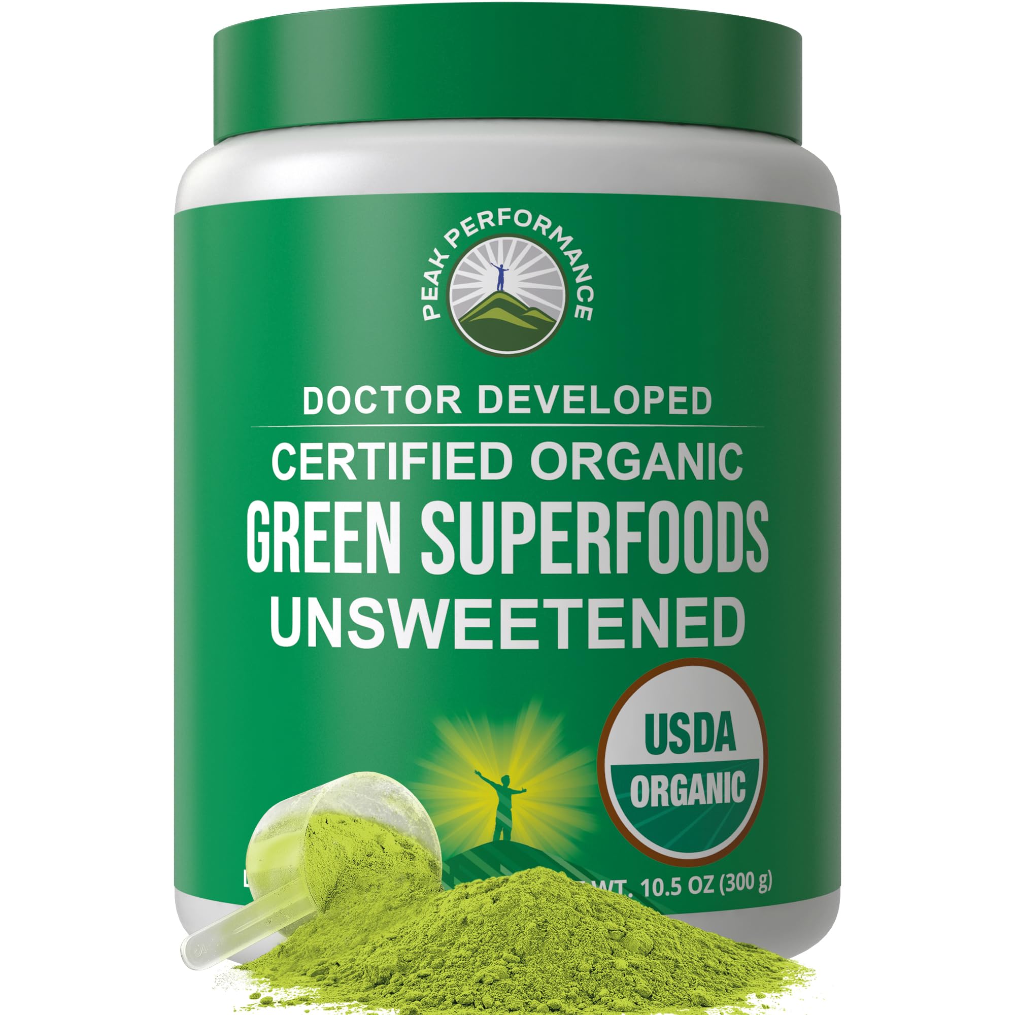 Peak Performance Unsweetened Organic Greens Superfood Powder. Super Greens Powder with 25+ Organic Ingredients for Max Energy and Athletic Performance. Vegan Keto Green Juice Daily Drink Peak PerformanceAu supplements