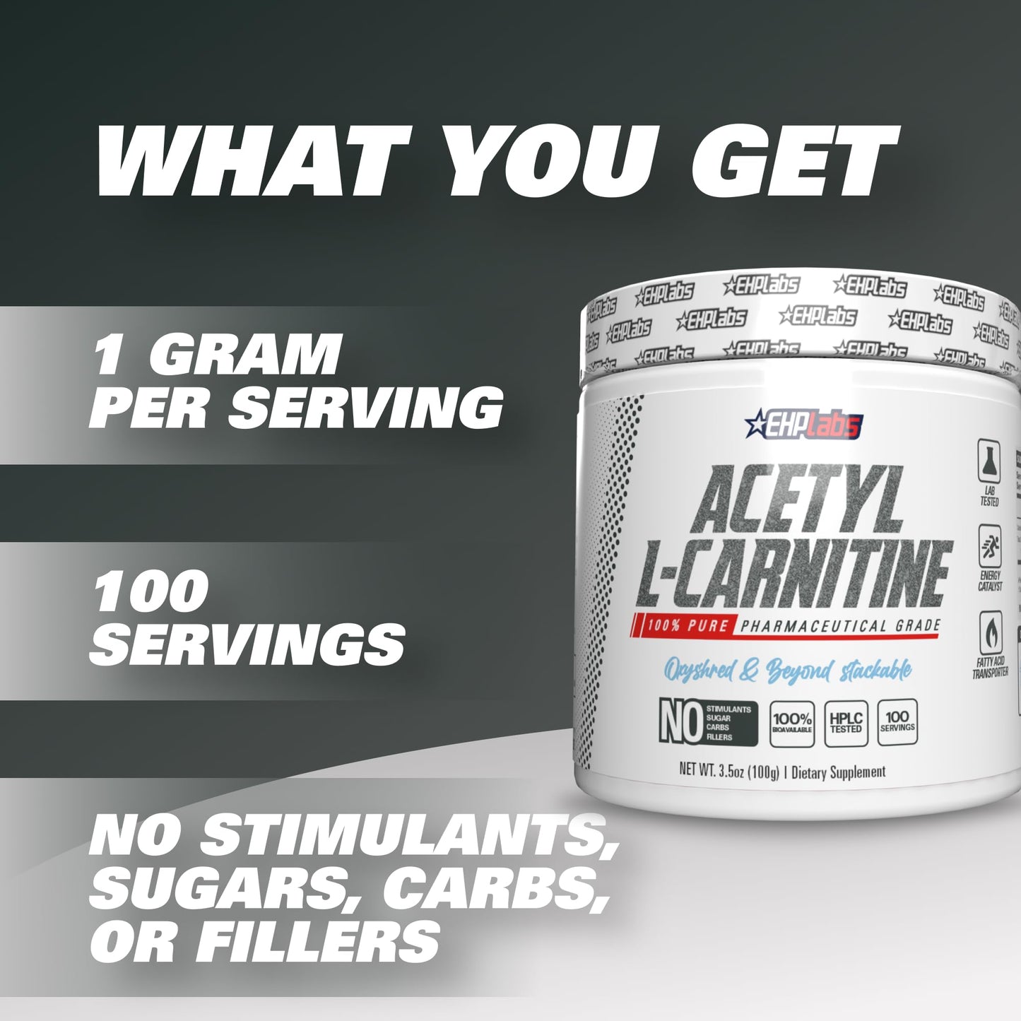 EHP Labs Acetyl L Carnitine Powder, Supports Natural Energy Production, Supports Metabolism EHP LabsUS supplements