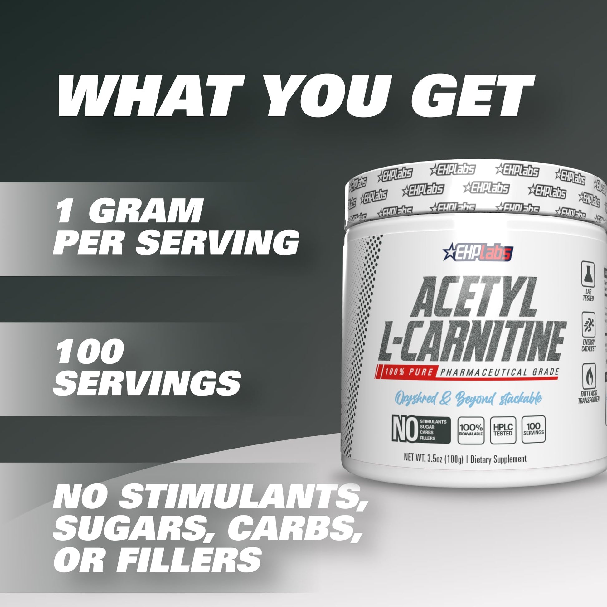 EHP Labs Acetyl L Carnitine Powder, Supports Natural Energy Production, Supports Metabolism EHP LabsAu supplements