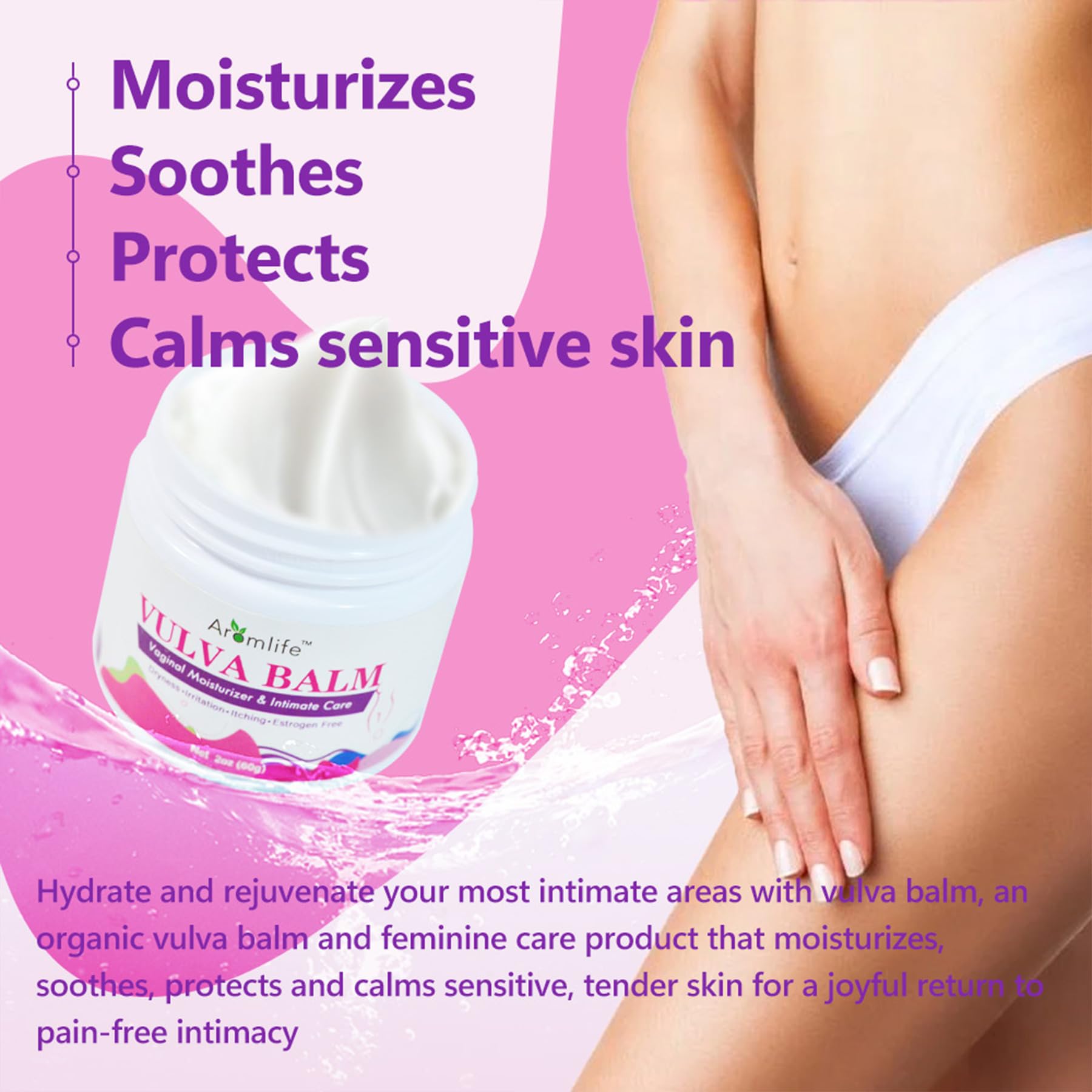 Aromlife Vulva Moisture Balm Cream, for Female Dryness Cure and Support Itching Irritation, AromlifeAu supplements