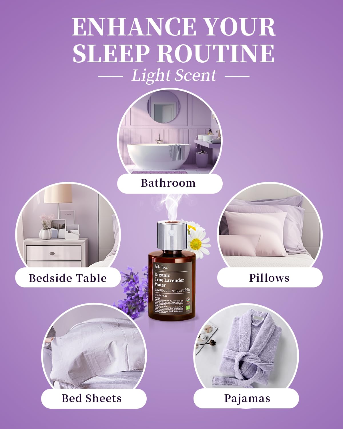 VTS Organic Lavender Water and Roman Chamomile Floral Water with Diffuser, Aromatherapy Air VEDA TINDA SCENTAu supplements
