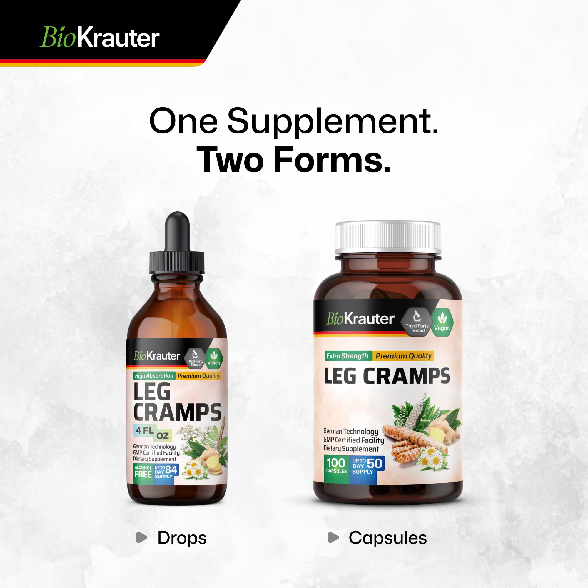 BIO KRAUTER® Magnesium Glycinate for Leg Сramps & Relax - 5-in-1 Formula Magnesium Glycinate 400mg with Turmeric, Black Cohosh, Ginger, Chamomile 1200 mg 100 Caps - No Fillers, Non-GMO, 50-Day Supply BIO KRAUTERAu supplements