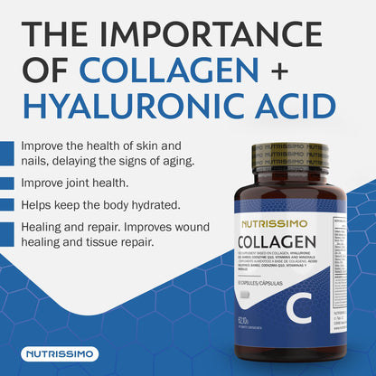 NUTRISSIMO Collagen + Hyaluronic Acid + Biotin + CoQ10 + Vitamins A, C (non-acidic), D and B12 + Zinc NUTRISSIMOUS supplements