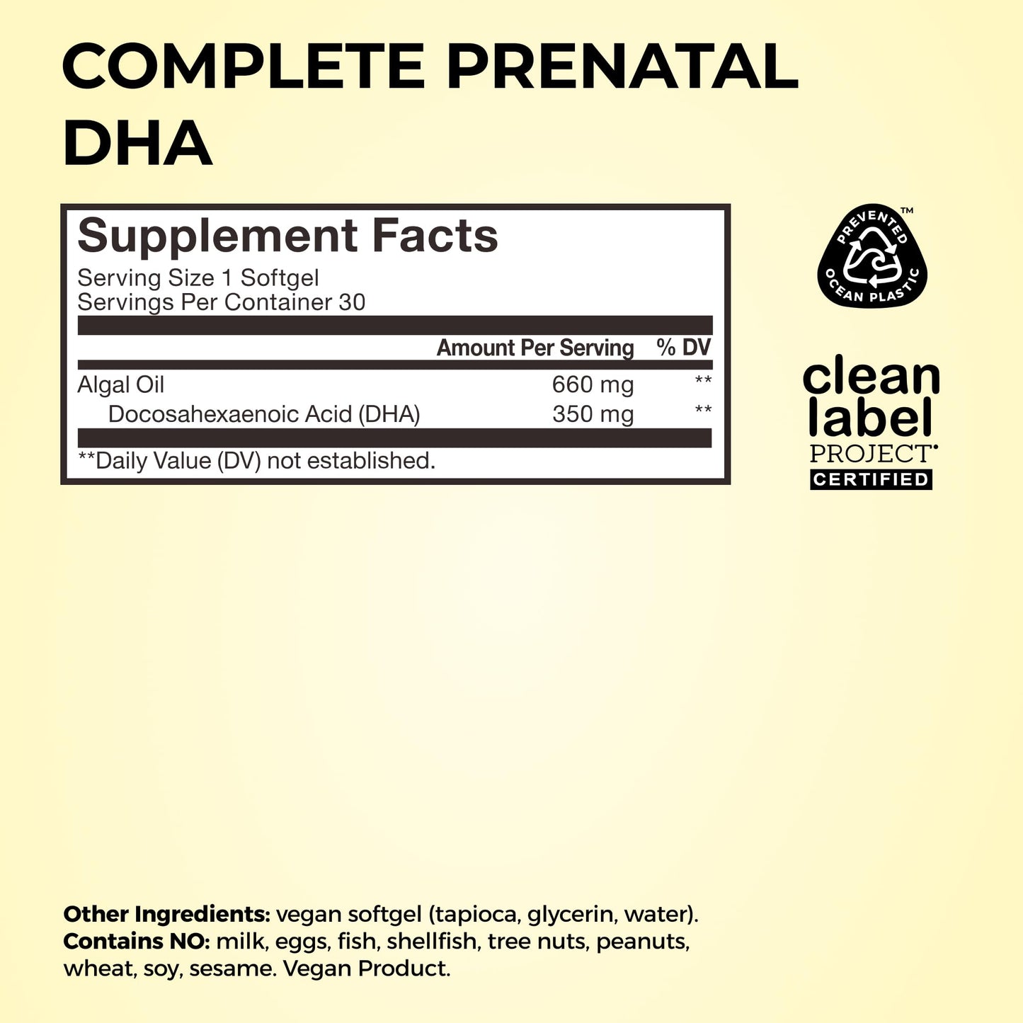 HUM Complete Prenatal Multivitamin for Women with Folate, DHA, and Choline, 23 Nutrients for Daily Support, Gluten Free, Non GMO Supplement for Pre, During, and Post Pregnancy, 30 Vegan Capsules HUMUS supplements