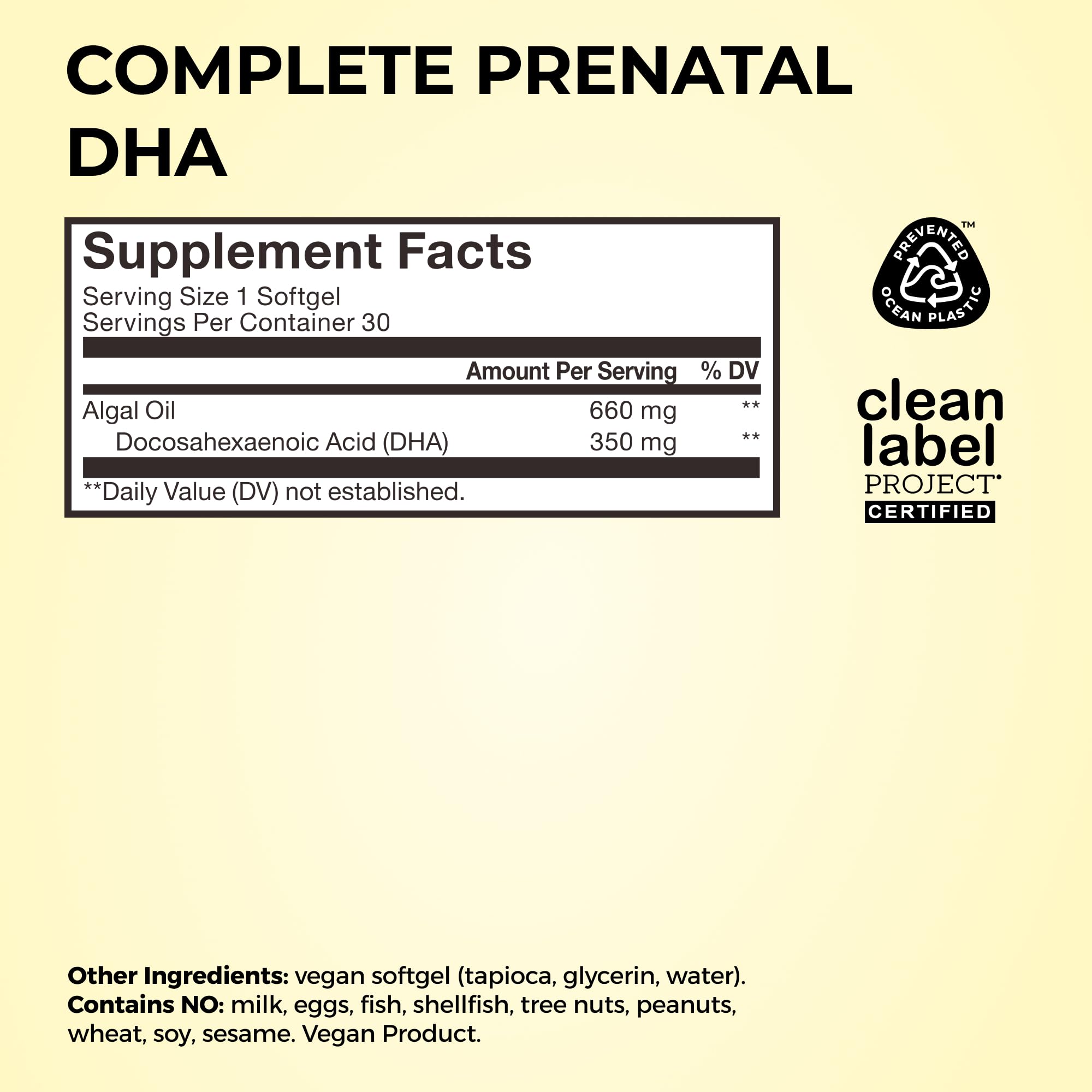 HUM Complete Prenatal Multivitamin for Women with Folate, DHA, and Choline, 23 Nutrients for Daily Support, Gluten Free, Non GMO Supplement for Pre, During, and Post Pregnancy, 30 Vegan Capsules HUMUS supplements