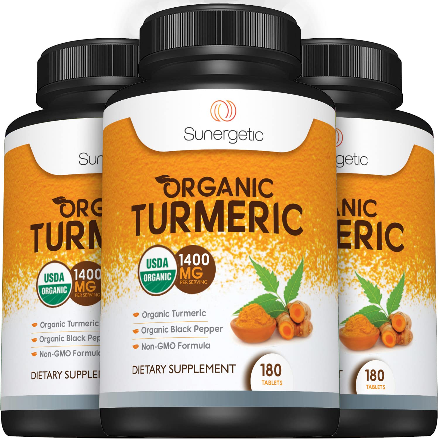 Sunergetic USDA Certified Organic Turmeric Supplement – Includes Organic Turmeric SunergeticUS supplements