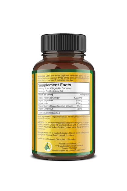 Certified Organic Apple Cider Vinegar Capsules Pro with Mother Acv Pills Detox Promethean WellnessUS supplements