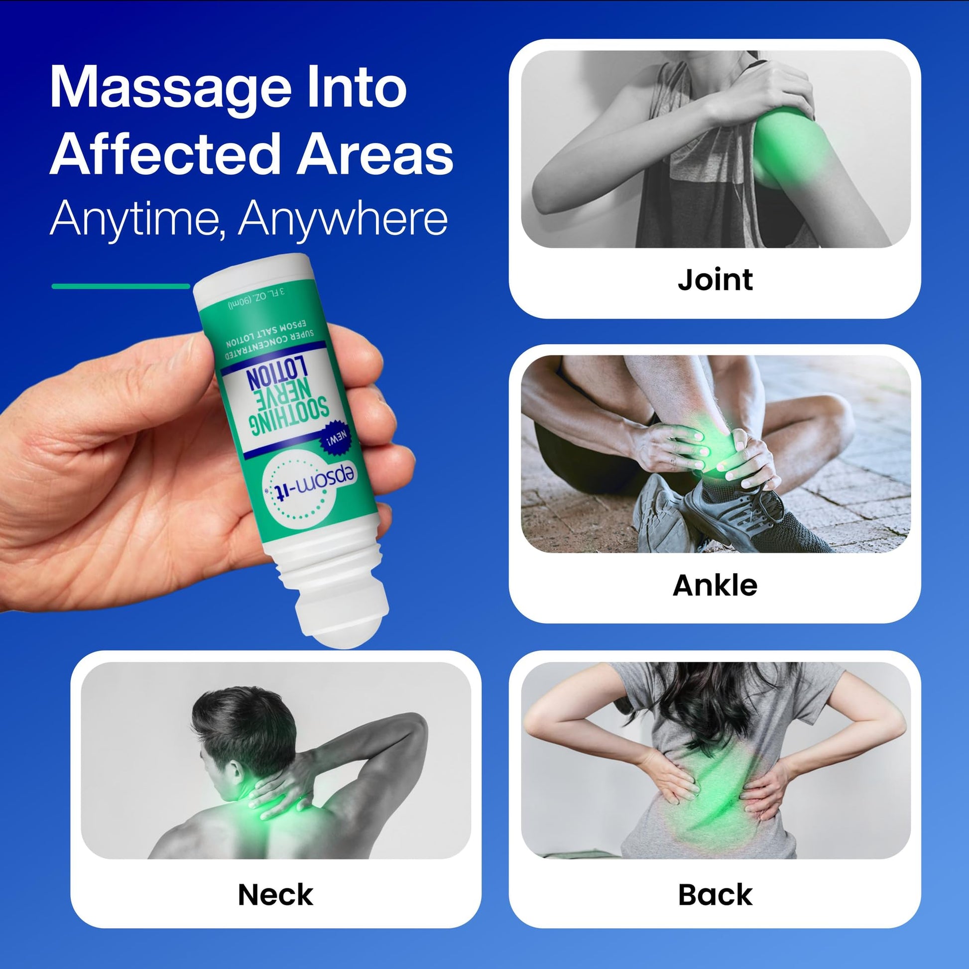 Epsom-It Soothing Nerve Lotion - Roll On Epsom Salt Magnesium Lotion, Topical Magnesium Cream with Capsaicin & Arnica for Tired Muscles and Sleep, 3oz EPSOM-ITAu supplements