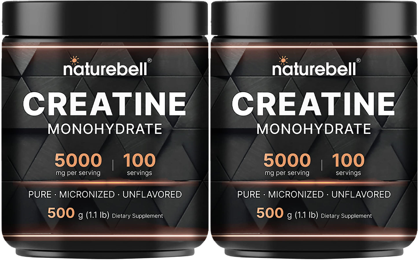 NatureBell 2 Pack Creatine Monohydrate Powder 500 Grams, 5000mg Per Serving NatureBellUS supplements