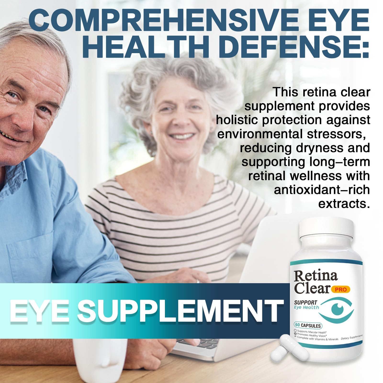 Vunexo Retina Clear Pro Eye Health Support Supplement, with Minerals and Vitamins, Lutein and Bilberry Extract Supports Visual Clarity, Eye Fatigue Relief & Focus（2PCS VunexoAu supplements