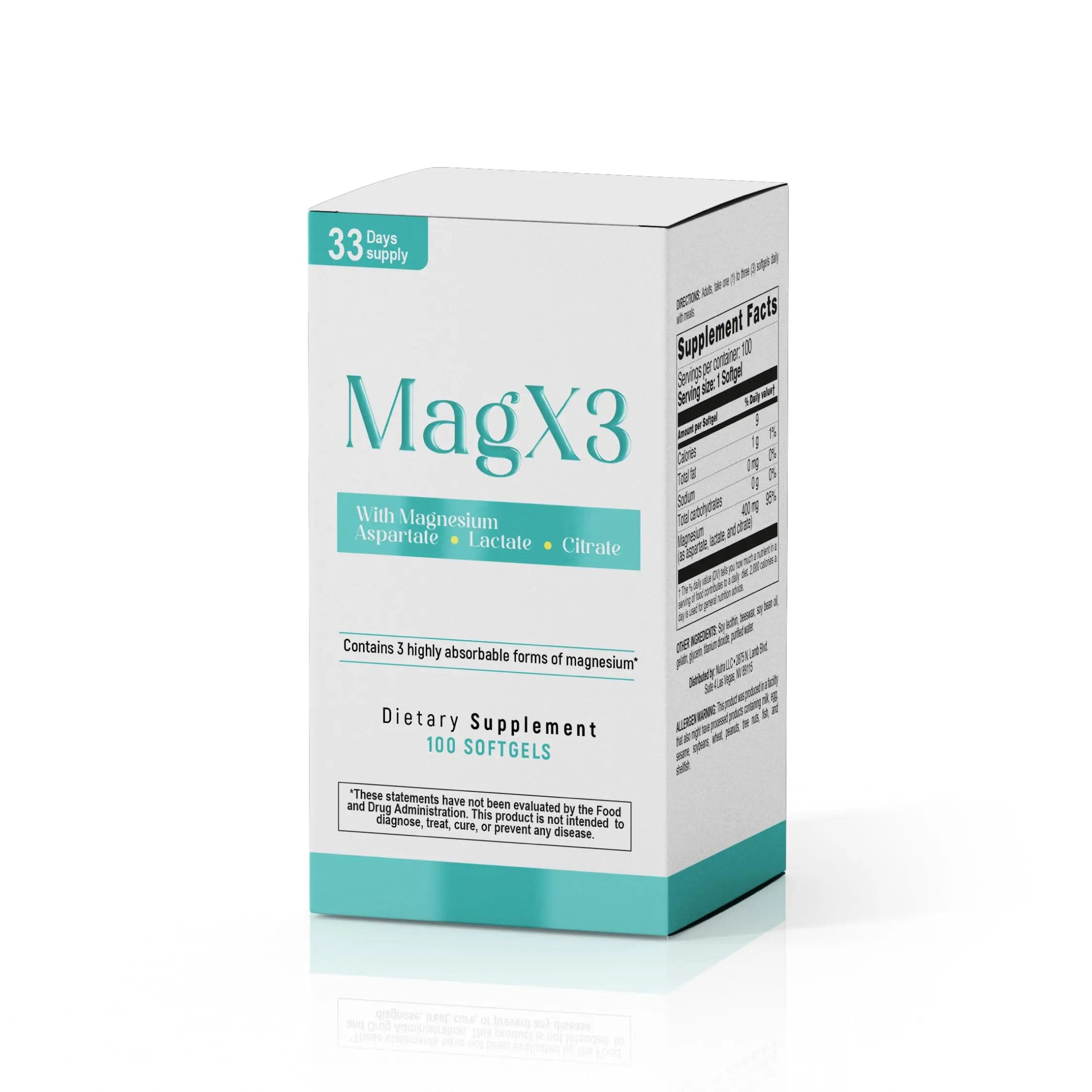 Magnesium Citrate Complex 400 mg – Triple Magnesium with Citrate, Aspartate & Lactate – High Absorption – 100 Softgels Nutra Nutritionnz supplements