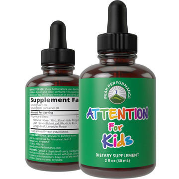 Kids Focus Drops. Attention Deficit Liquid Supplement for Concentration, Attention, Brain, Memory. No Bitter Taste. Natural Non-Habit Forming Sugar Free 7-in-1 Vegan Nootropic for Children, Teenagers Peak PerformanceAu supplements