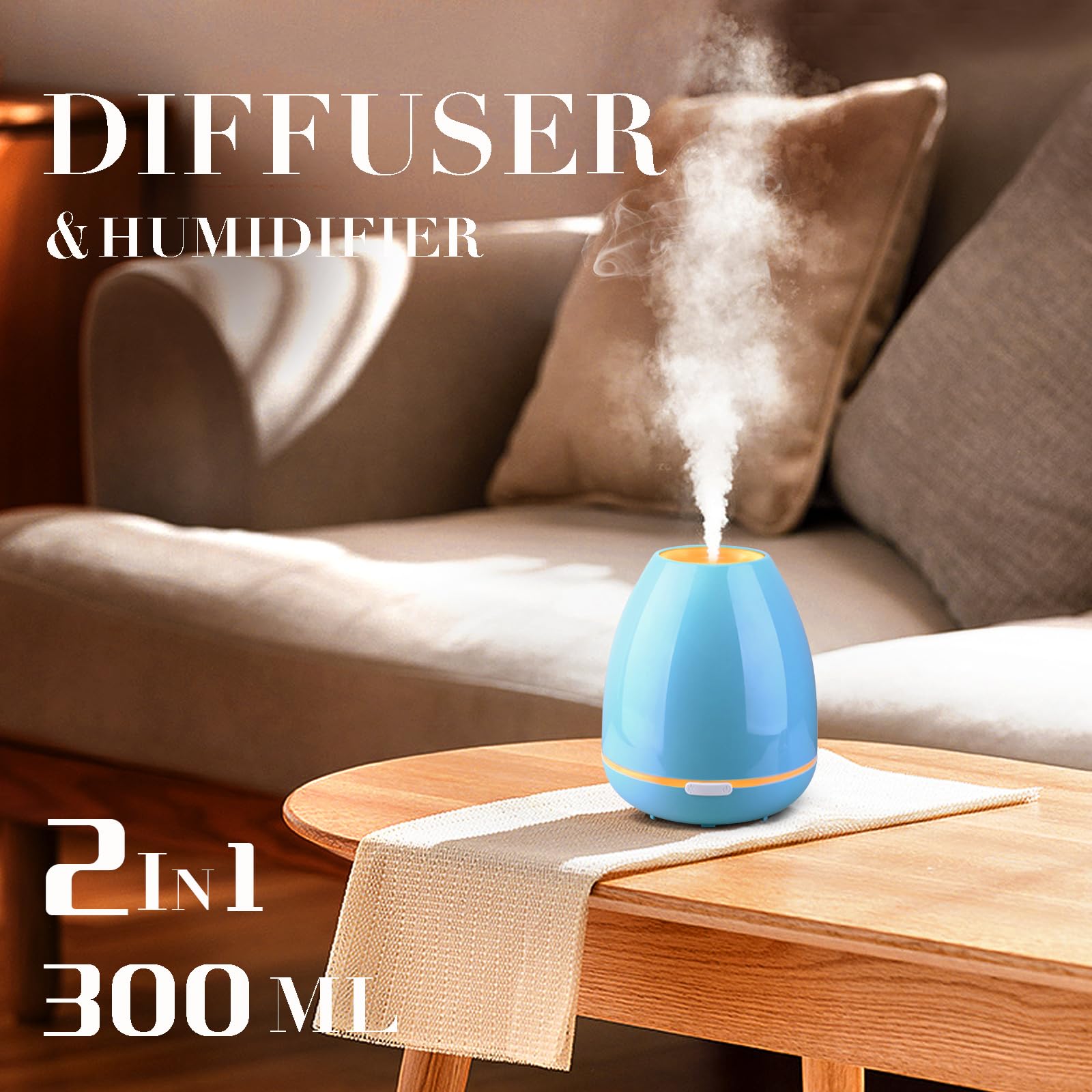 Essential Oil Diffuser for Bedroom Small Humidifier for Home Cool Mist Scent Diffuser 300ml 20 Hours FashomeAu supplements