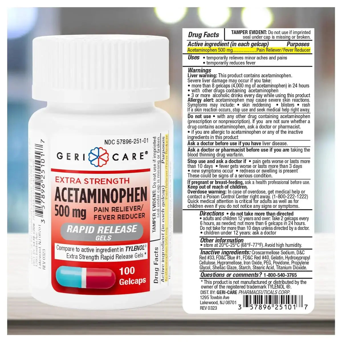 Extra Strength Rapid Release Pain Relief Gelcaps, 100count GeriCareAu supplements