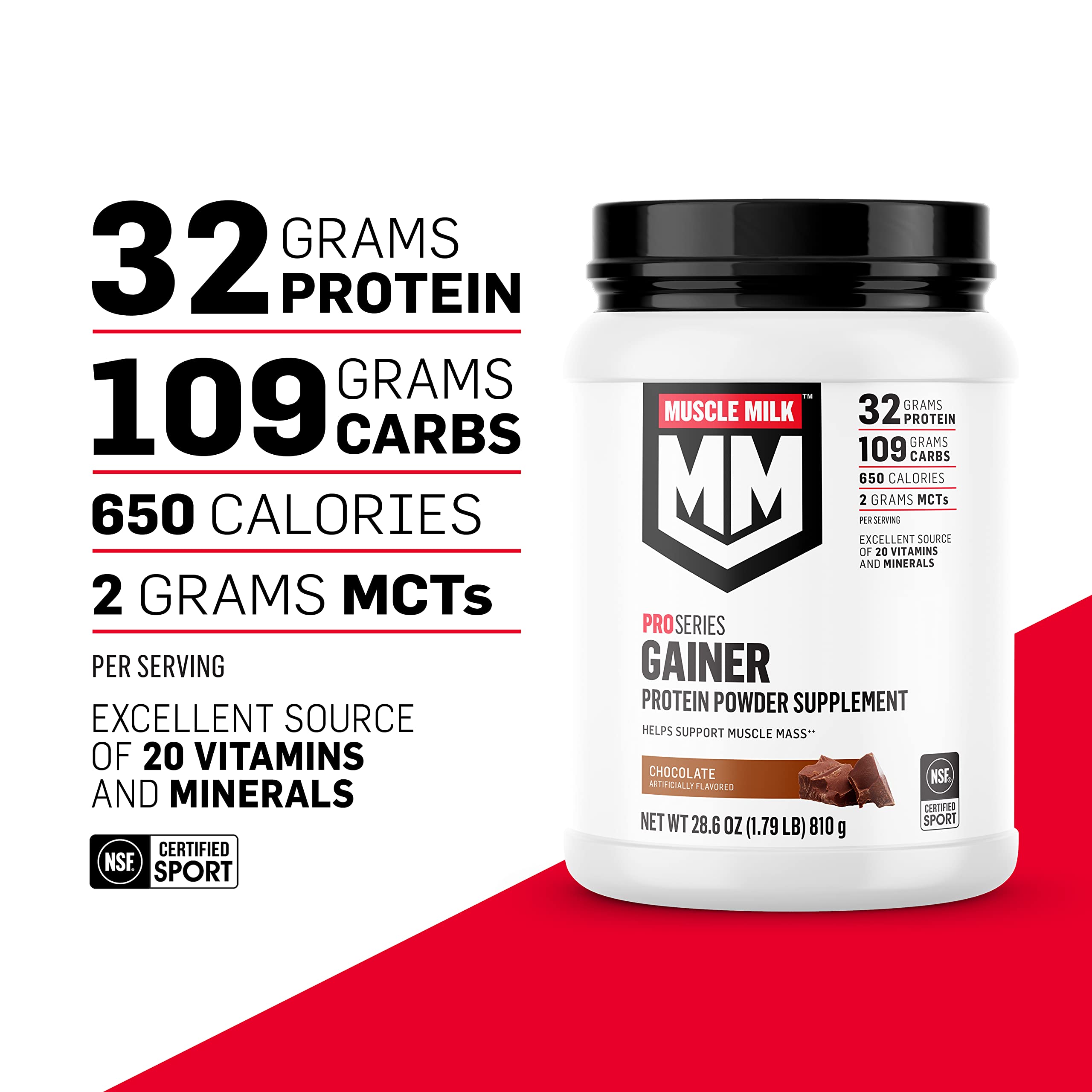 Muscle Milk Gainer Protein Powder, Vanilla Creme, 32g Protein, 5 Pound Muscle MilkUS supplements