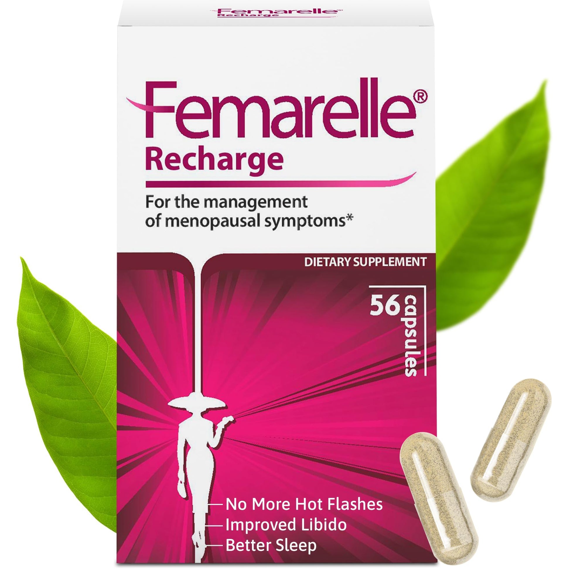Femarelle® Recharge – Menopause Supplement for Women - Clinically Proven Menopause Relief - Hot Flashes, Night Sweats, Sleep & Libido Support Within 1st Month, Gluten-Free, GMO-Free & Hormone Free FemarelleAu supplements