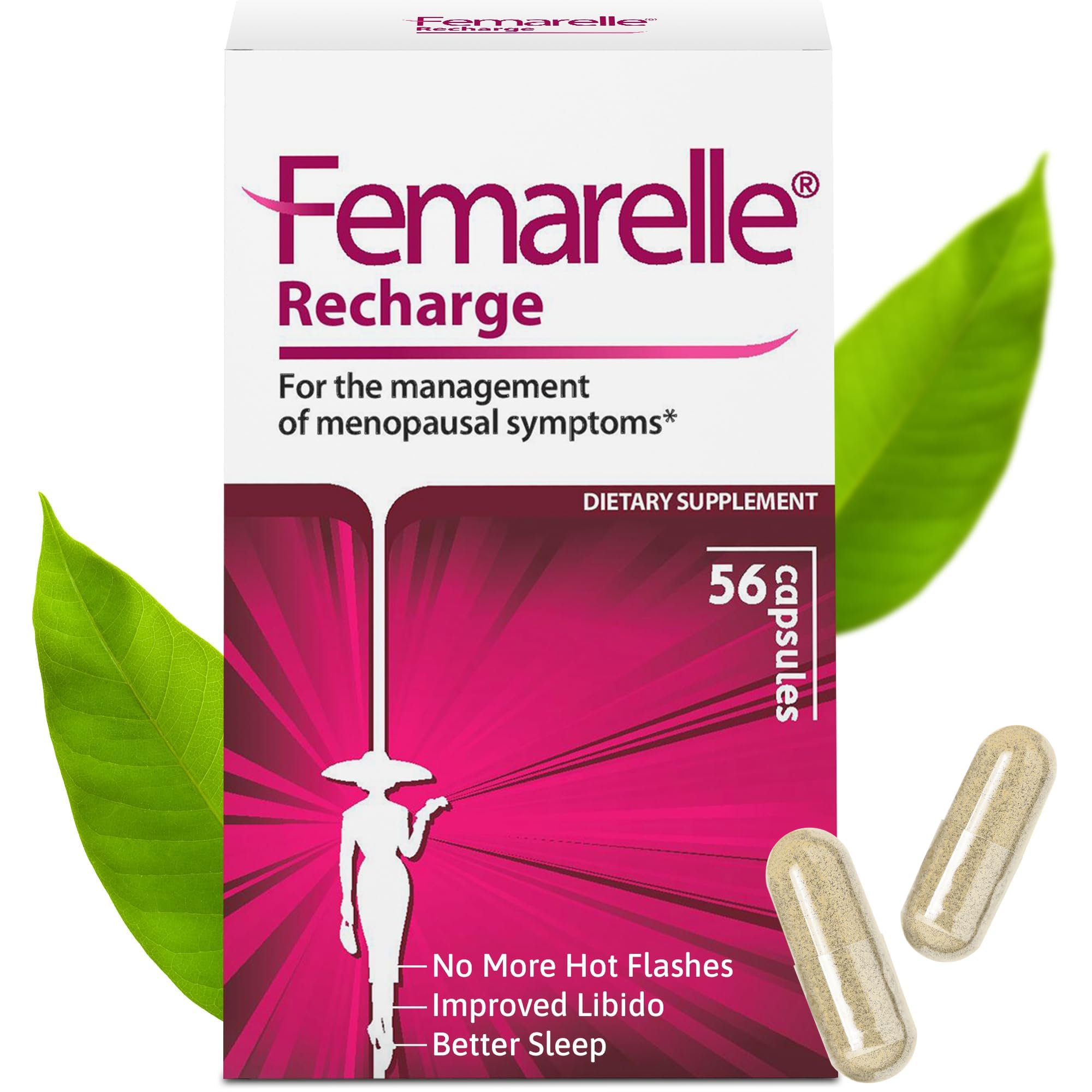 Femarelle® Recharge – Menopause Supplement for Women - Clinically Proven Menopause Relief - Hot Flashes, Night Sweats, Sleep & Libido Support Within 1st Month, Gluten-Free, GMO-Free & Hormone Free FemarelleAu supplements