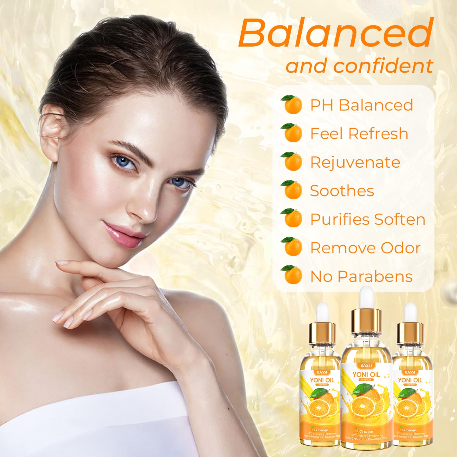 BASSI 2PCS Yoni Oil Organic Feminine Oil Vaginal Moisturizer - Ph Balance for Women - Feminine Deodorant BASSIAu supplements