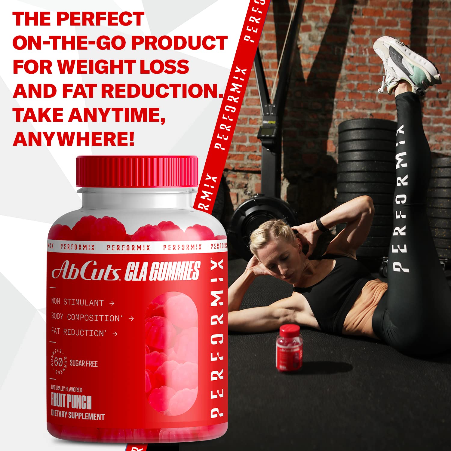 PERFORMIX AbCuts CLA Gummies - 60 Gummies, Fruit Punch - Non-Stimulant PERFORMIXUS supplements