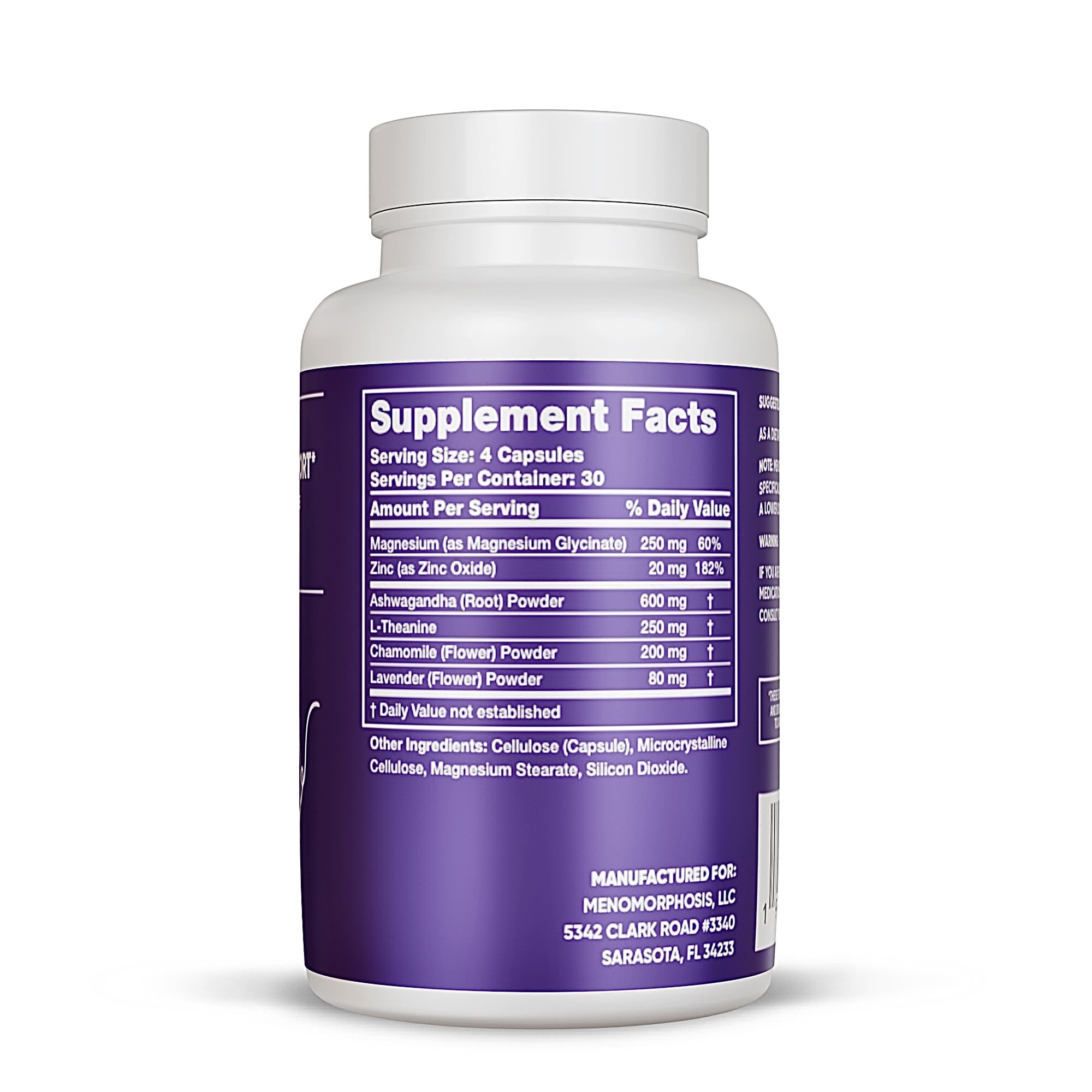 Meno Sleep Menopause Support Supplement: Clinically Proven Ingredients Improve Energy, Mood & Mental Clarity. Magnesium Glycinate, L-Theanine, Ashwagandha, Made in USA, Vegan, Hormone Free 120 Ct MenoMorphosisAu supplements