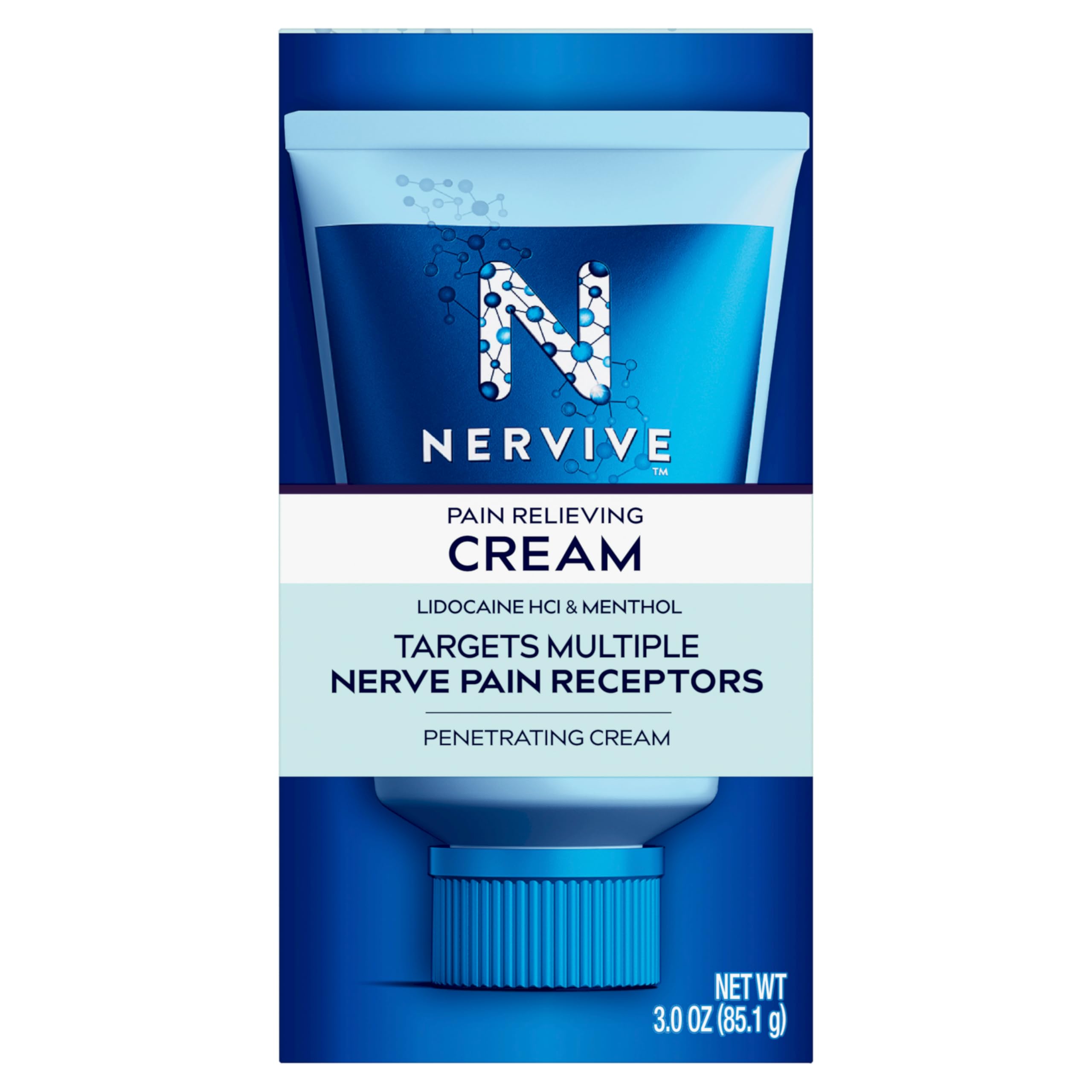Nervive Pain Relieving Cream, Max Strength Non-Greasy Topical Pain Reliever with Lidocaine and Menthol for Toes, Feet, Fingers, Hands, Legs & Arms, 3.0oz NerviveAu supplements