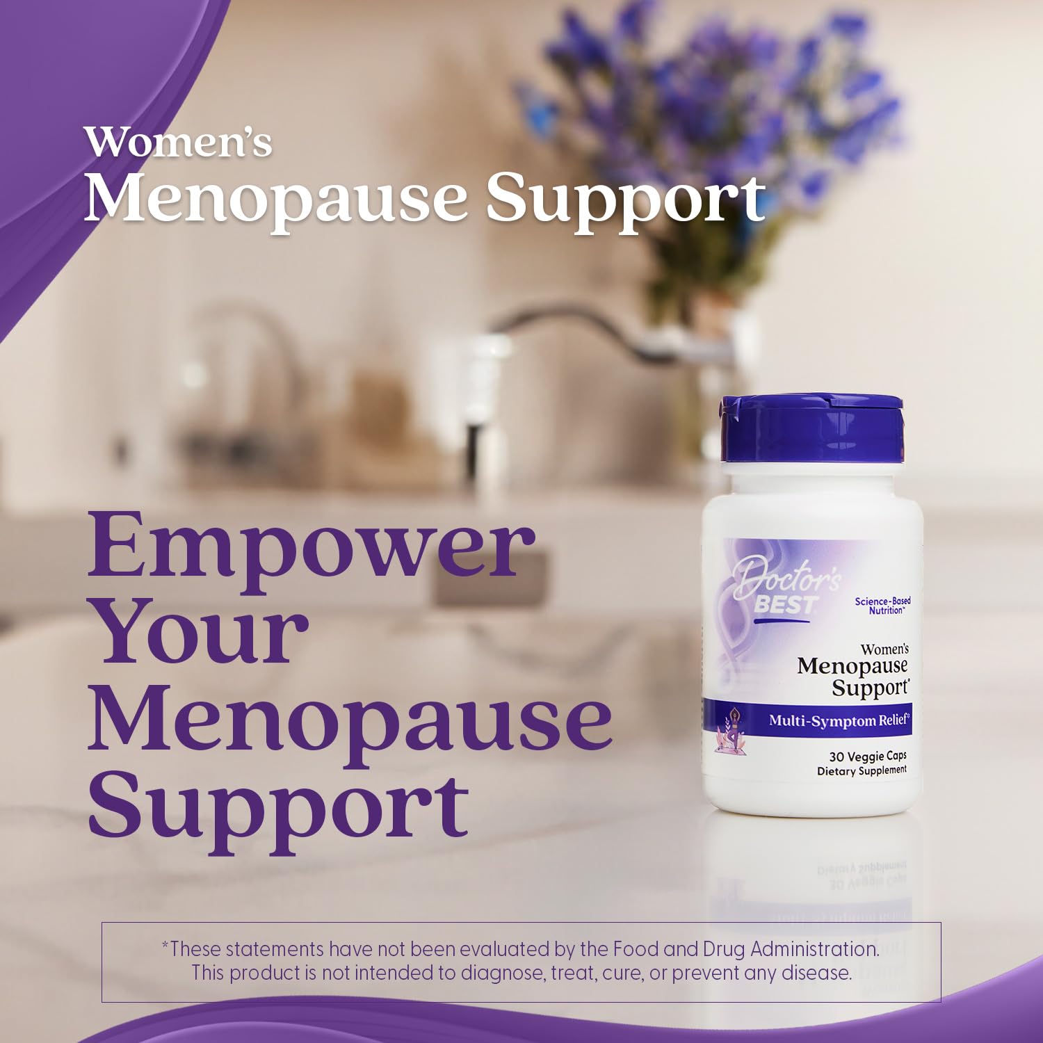 Doctors Best Womens Menopause Support (Soy Isoflavone, Black Cohosh, Chaste Tree), Multi-Symptom Relief, Non-GMO, Gluten Free, Vegan 30 Veggie Caps Doctor's BESTAu supplements