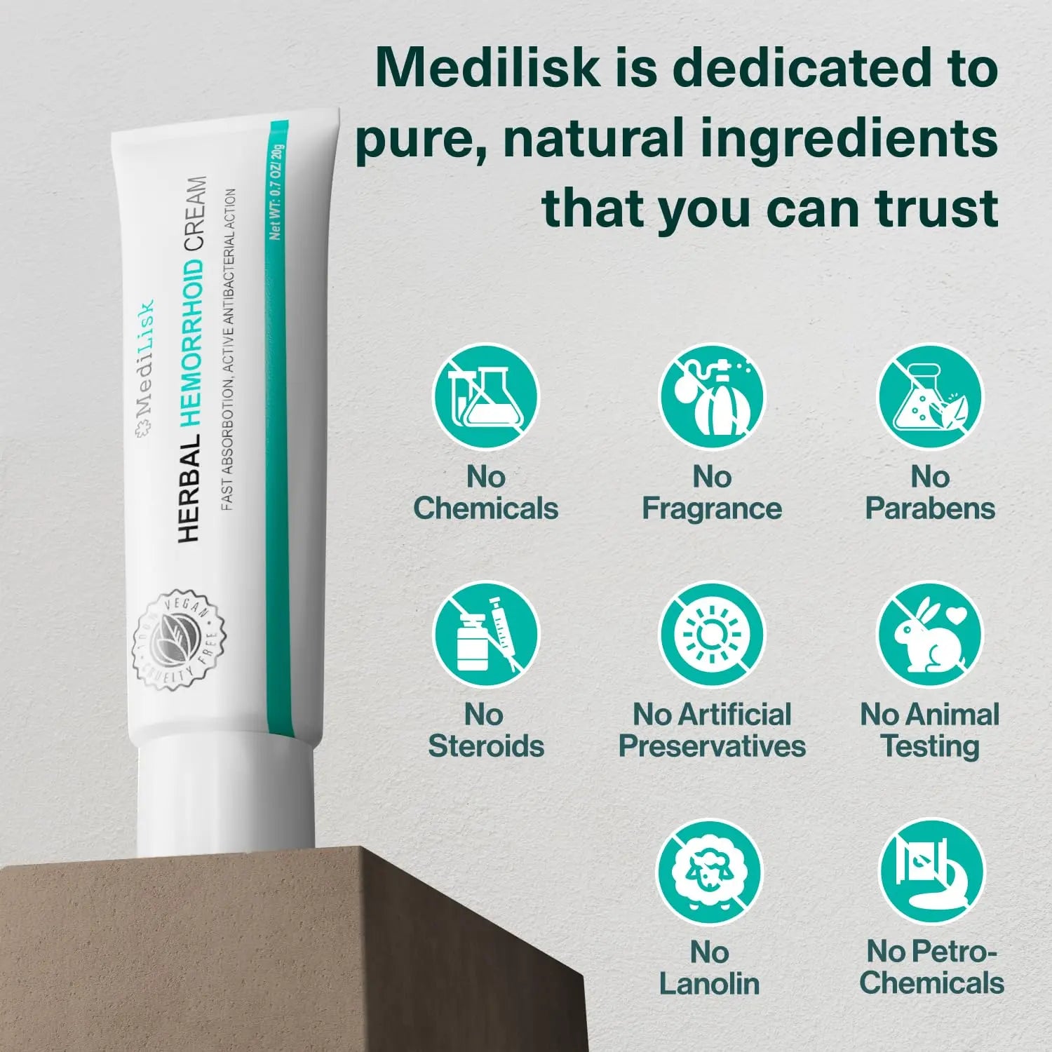 MediLisk Herbal Hemorrhoid Cream – Hemorrhoid Treatment – Fast Acting Formula for Supporting with Itching & Burning – Non-Steroidal Natural Formula – 0.7 oz – Pack of 1 MediLiskAu supplements