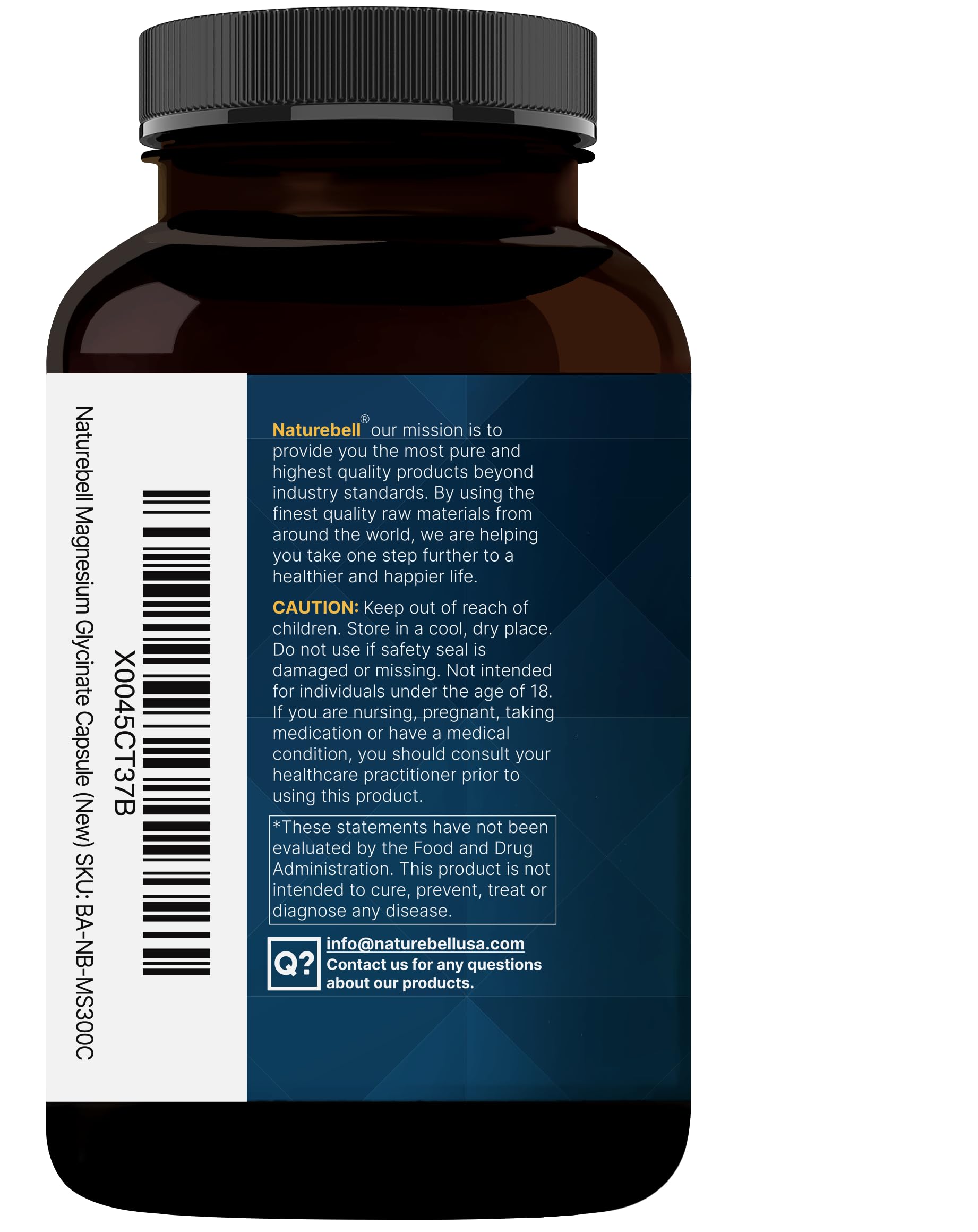 Pure Magnesium Glycinate for Sleep, 200mg with Valerian Root, 300 Capsules | 100% Chelated & Purified Mineral Supplement – Ultra High Absorption – Non-GMO, Gluten Free NatureBellAu supplements