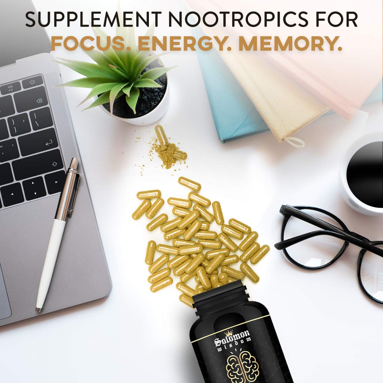 SOLOMON WISDOM Brain Booster – Nootropic Dietary Supplement for Memory Boost – 60 All-Natural Capsules to Enhance Focus & Improve Concentration & Clarity SOLOMON WISDOMAu supplements