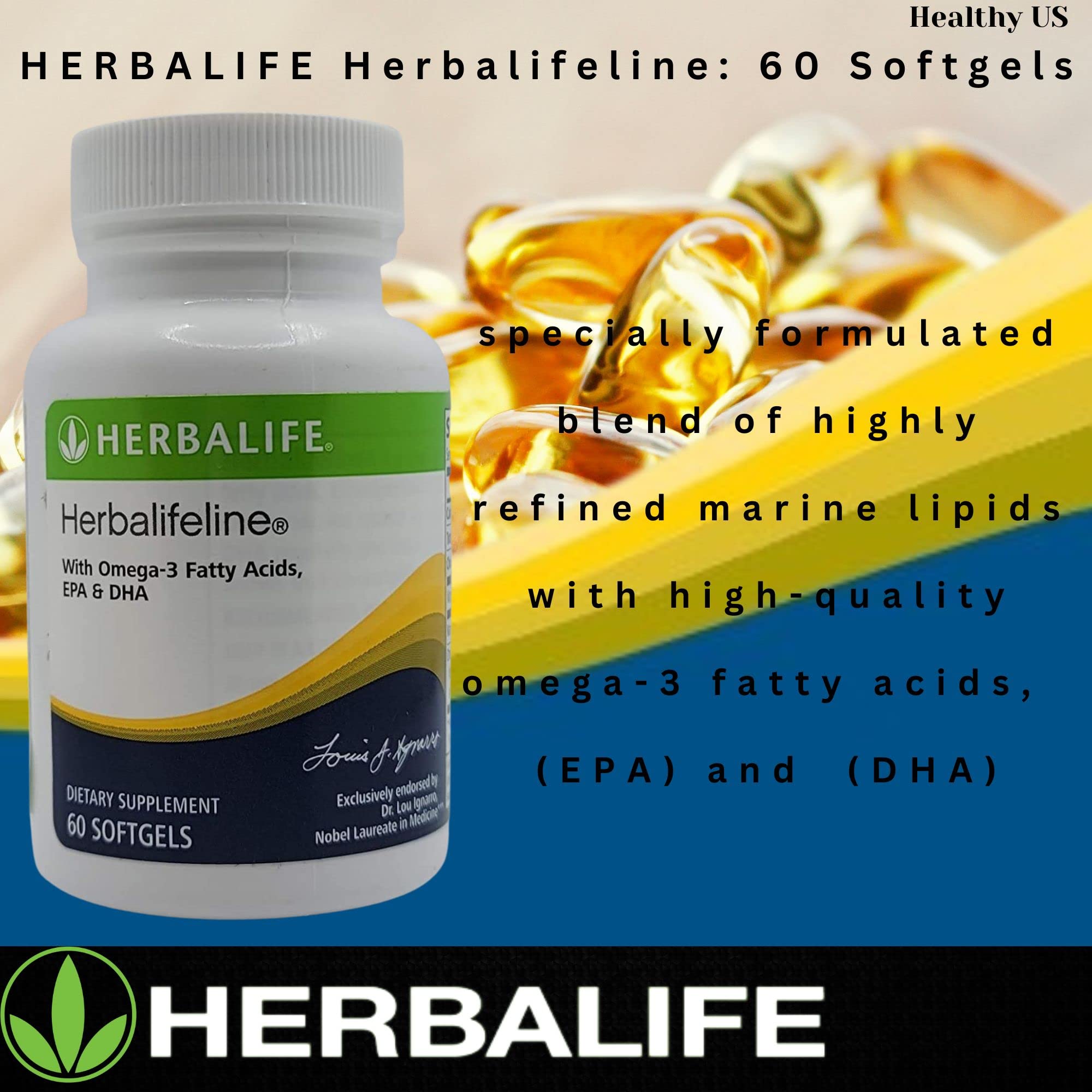 Herbalife Herbalifeline: 60 Softgels with Vitamin E, Marine Lipid Complex, Omega-3 Fatty HerbalifeUS supplements