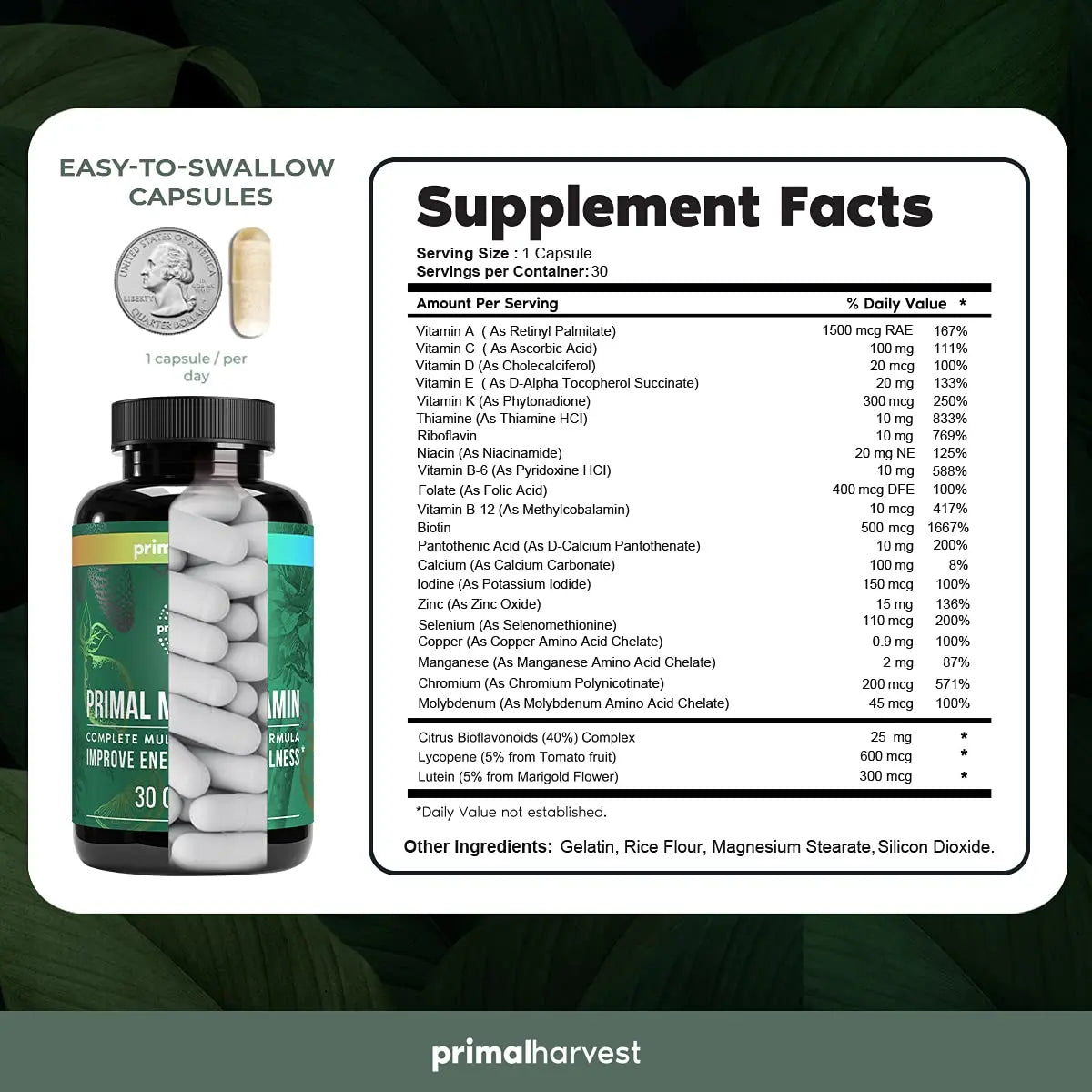Primal Harvest Multivitamin & Magnesium Supplements for Women and Men Multi Vitamin Capsules and Magnesium Glycinate Pills Bundle Primal HarvestAu supplements