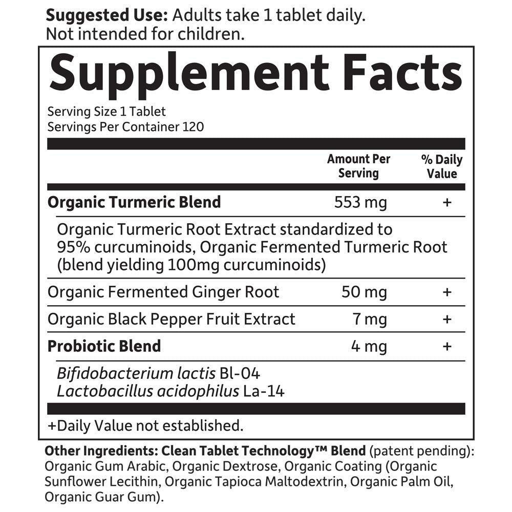 Garden of Life Organics Extra Strength Turmeric Inflammatory Response 120 Tablets-100Mg Curcumin (95% Curcuminoids) Black Pepper, Probiotics, Organic Non-GMO Vegan Gluten Free Herbal Supplement Garden of LifeAu supplements