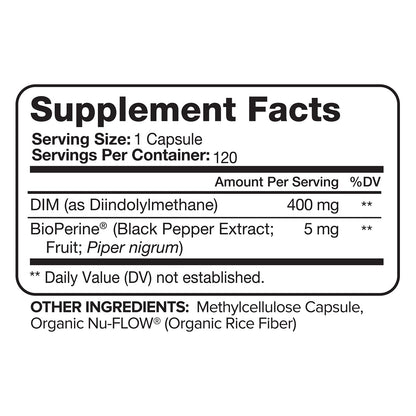 Nutrivein DIM Supplement 400mg Diindolylmethane Plus Bioperine - Maintain Hormone NutriveinUS supplements